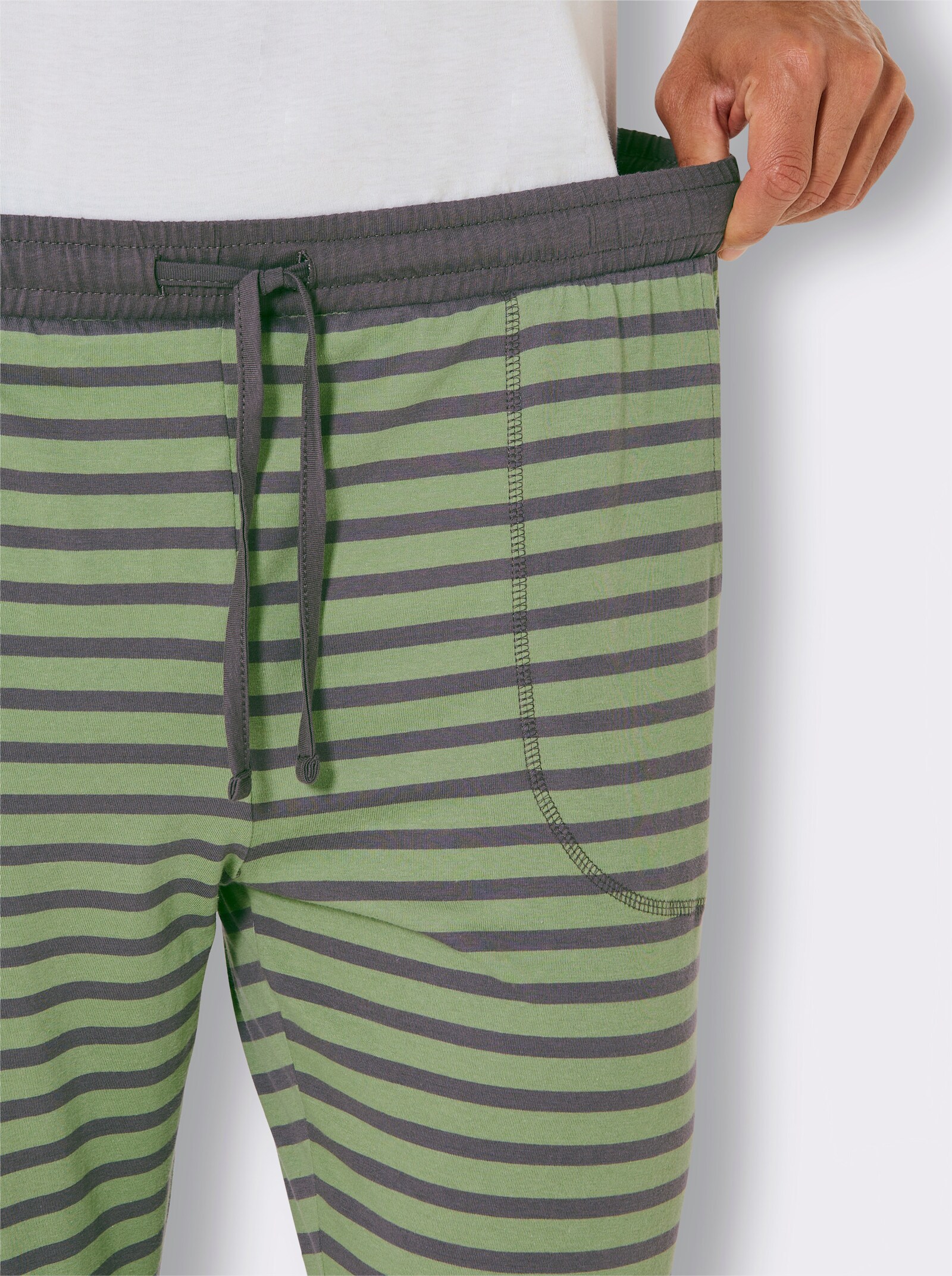 wäschepur men Hose lang - eucalyptus-anthrazit-gestreift