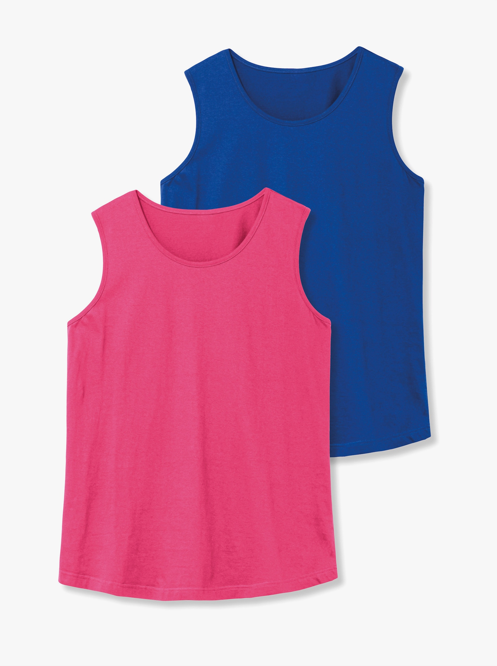 Longtop mit abgerundetem Saum - royalblau + pink