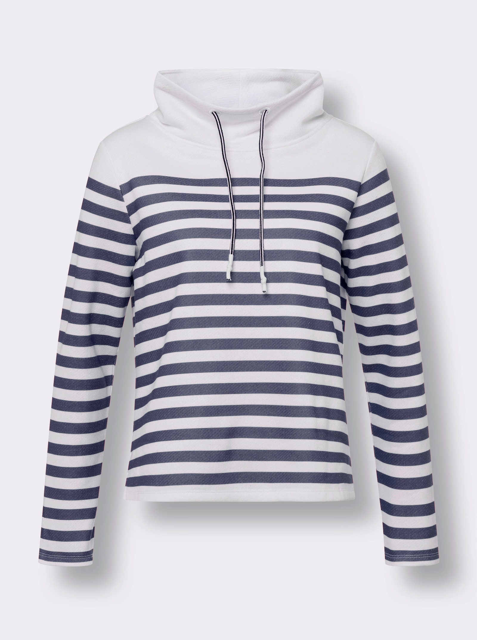 Sweatshirt im Marine-Stil - weiss-marine-geringelt