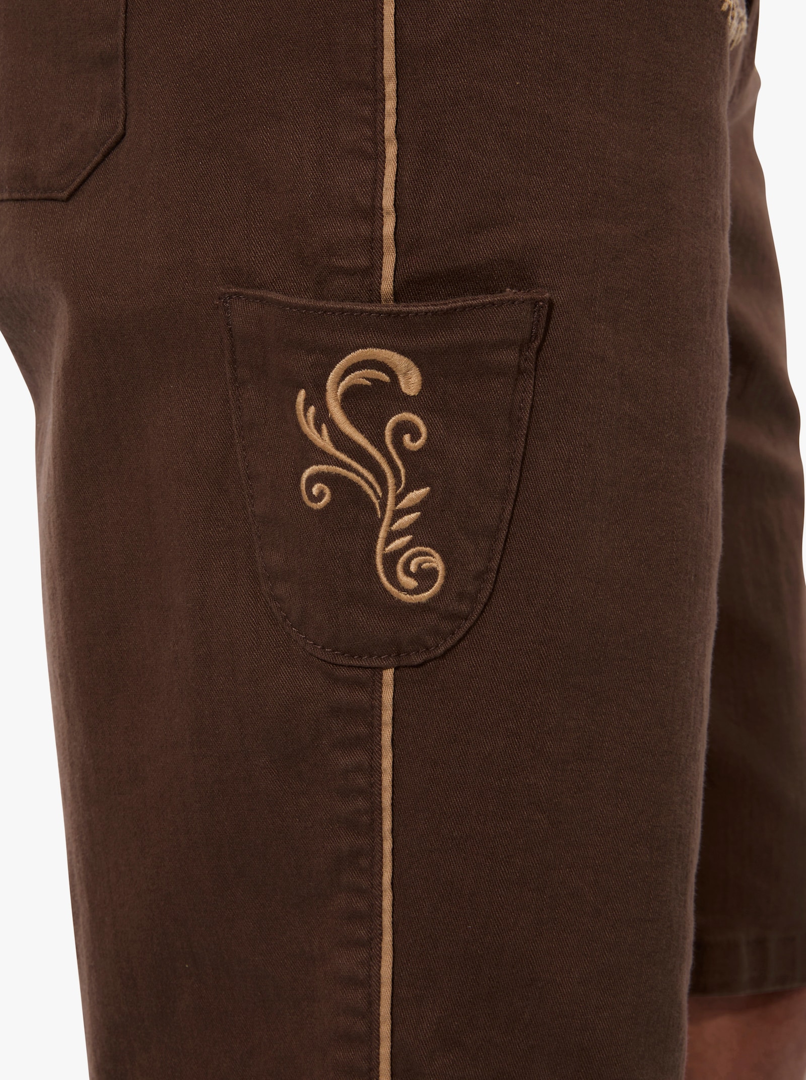 Trachtenhose mit Kontrast-Stickerei - schoko