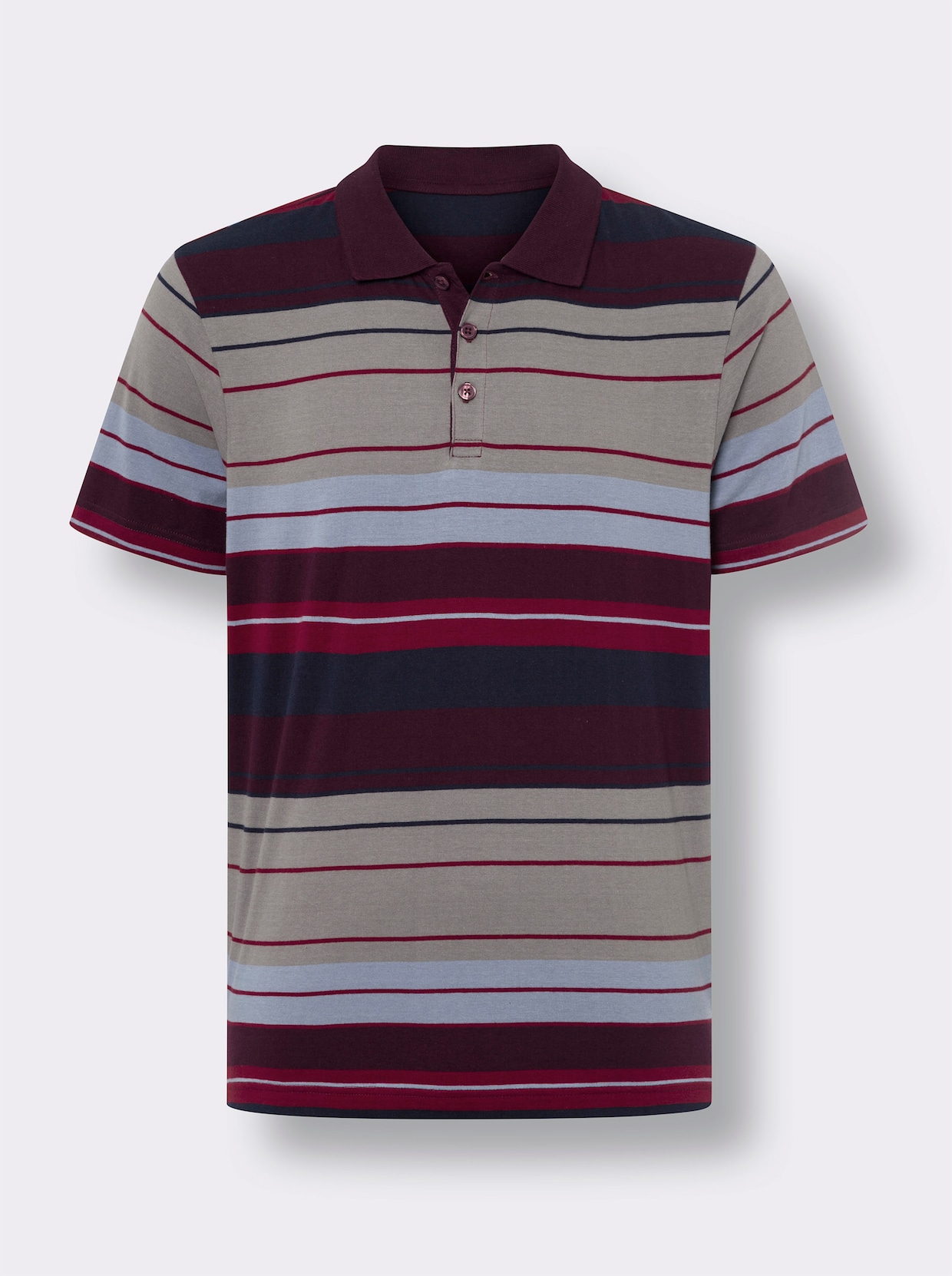 Poloshirt - grijs/bordeaux gestreept