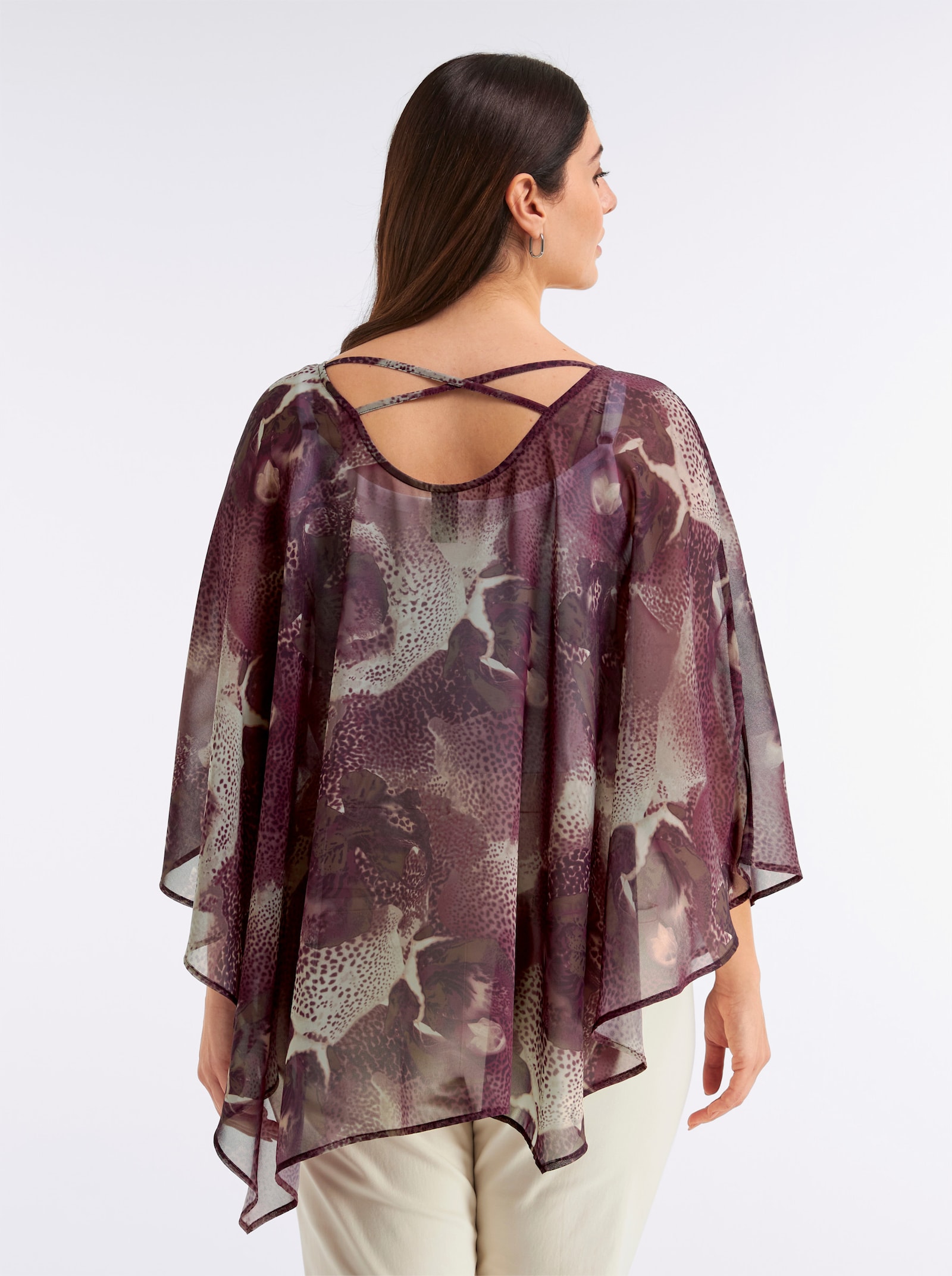 sheego Tunika mit modischen Fledermausärmeln - schoko-apricot-bedruckt