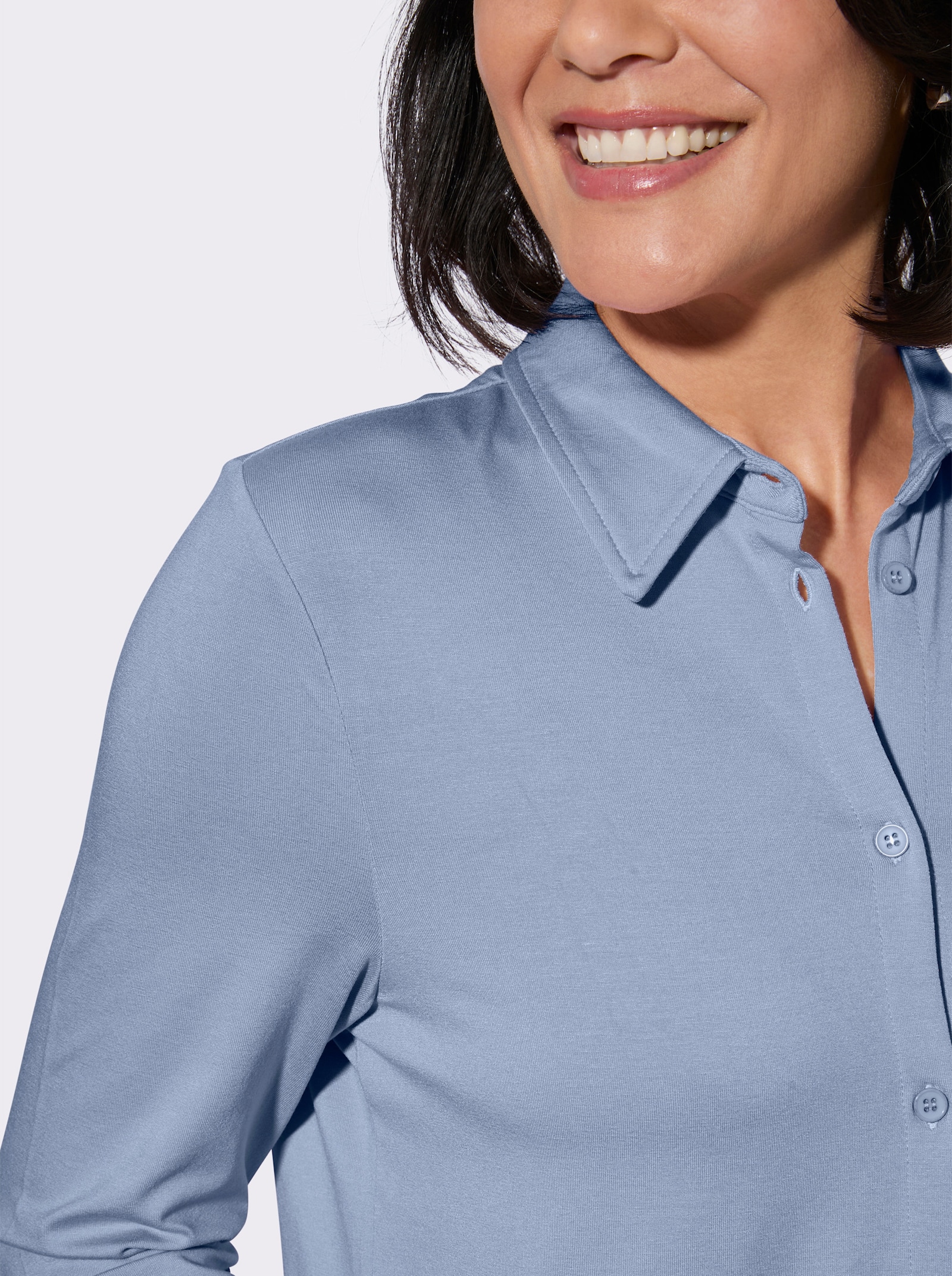 Blusenshirt mit Knopfleiste - bleu