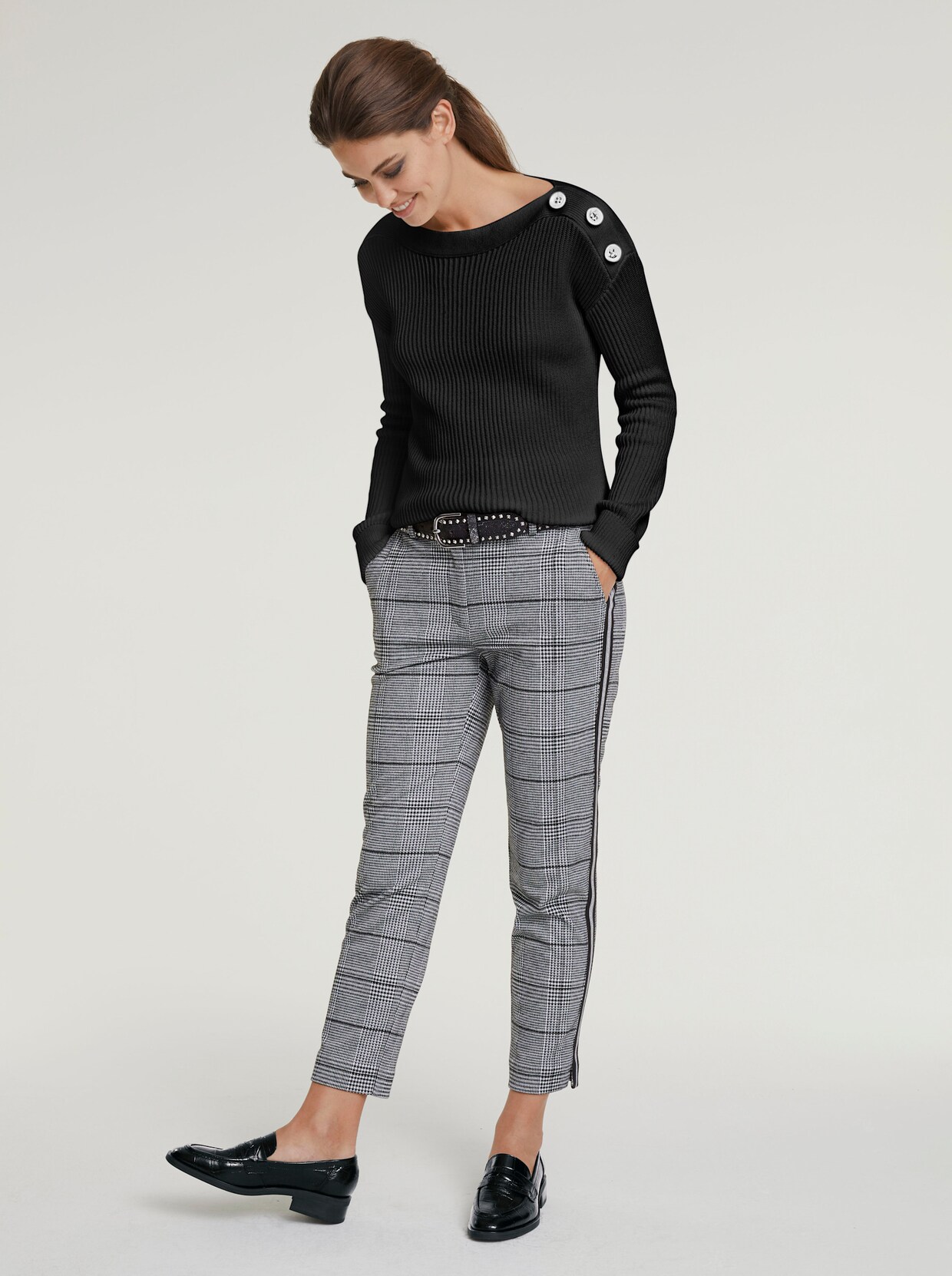 Langarm-Pullover - schwarz