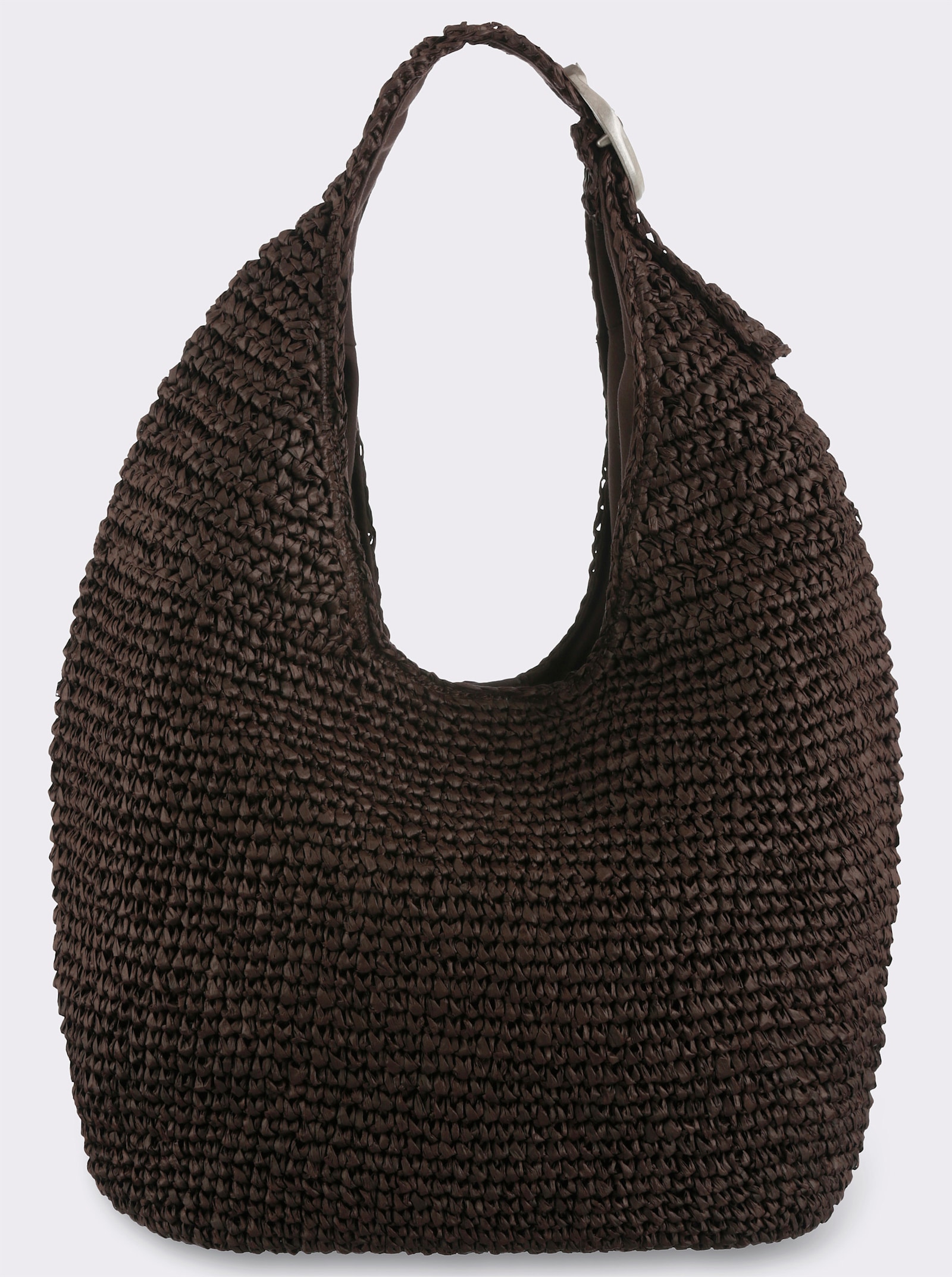 Basttasche mit Schmuckschließe - schoko