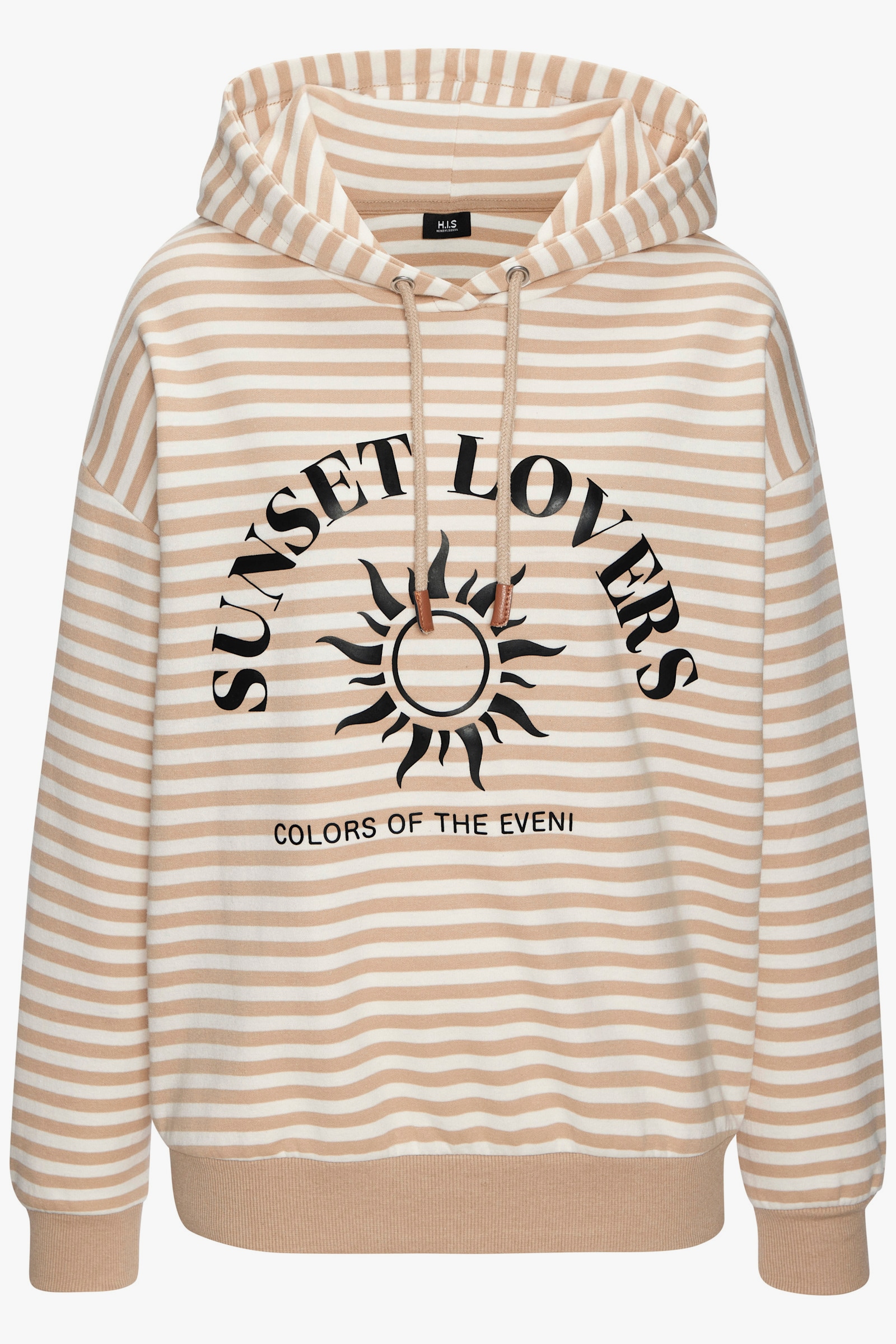 H.I.S Pull à capuche - chamois à rayures