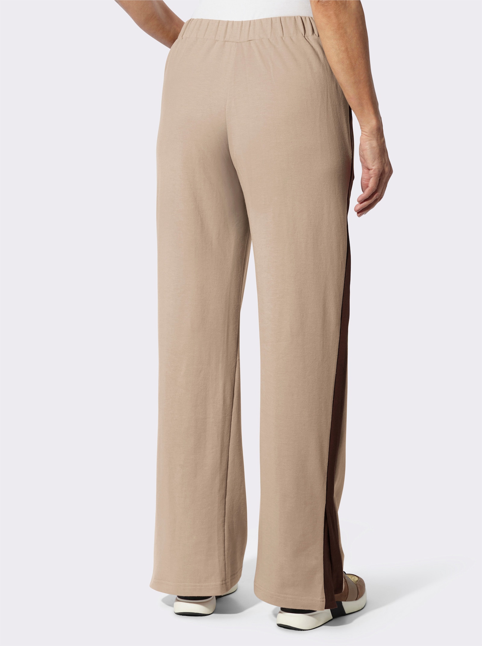 Sweathose mit Galonstreifen - beige-schoko