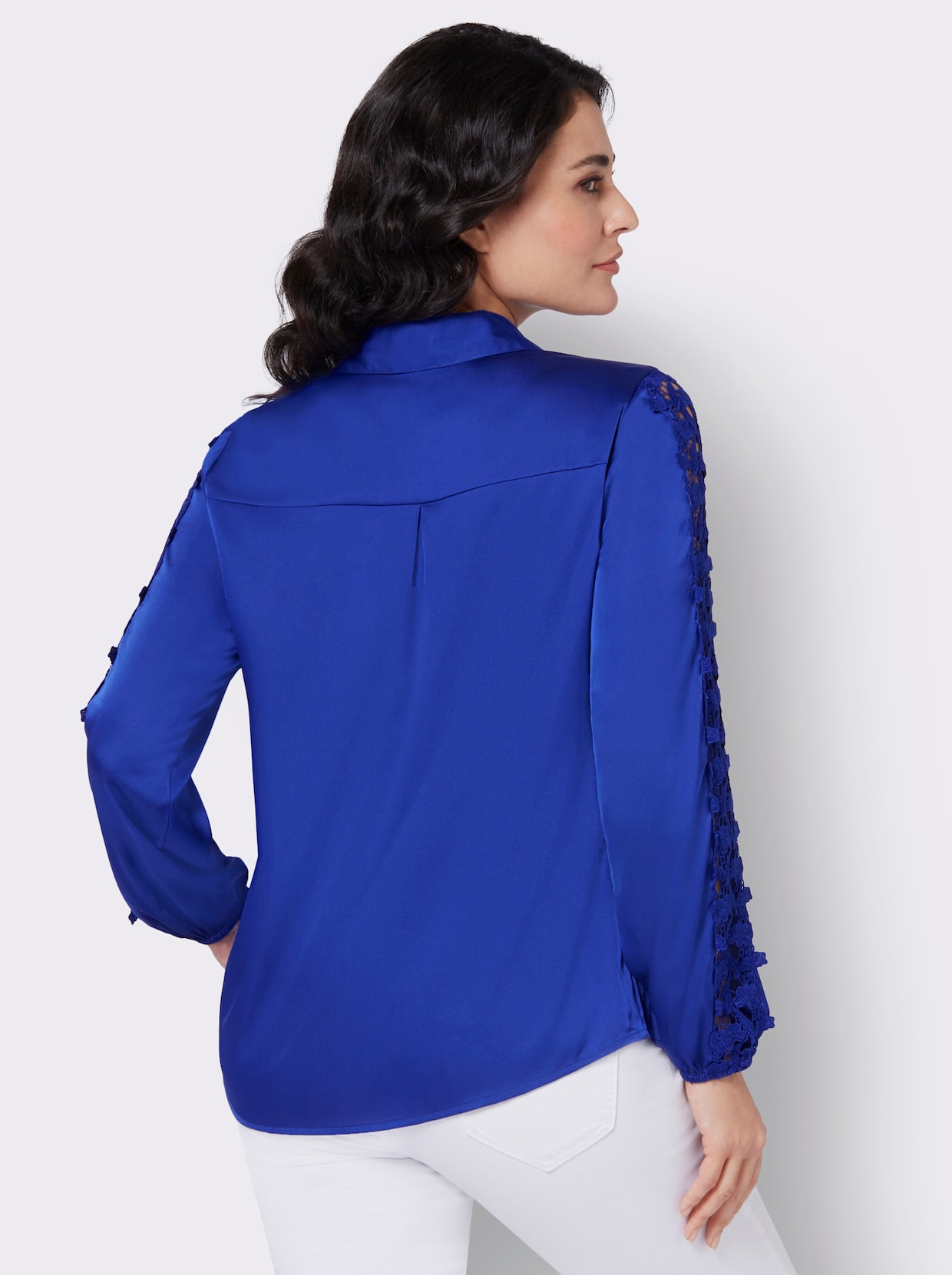 Satijnen blouse - koningsblauw