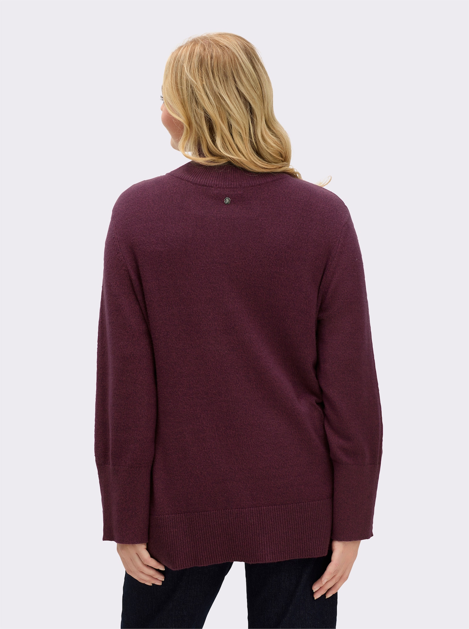 sheego Pullover mit Melangegarn - bordeaux-burgund-meliert