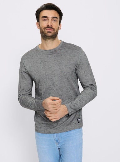 Catamaran Langarmshirt in Melange-Optik - hellgrau-meliert