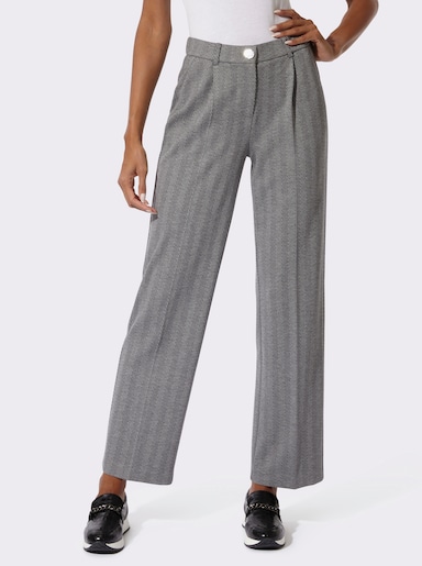 Jerseyhose mit modisch weiten Beinen - grau-anthrazit-gemustert