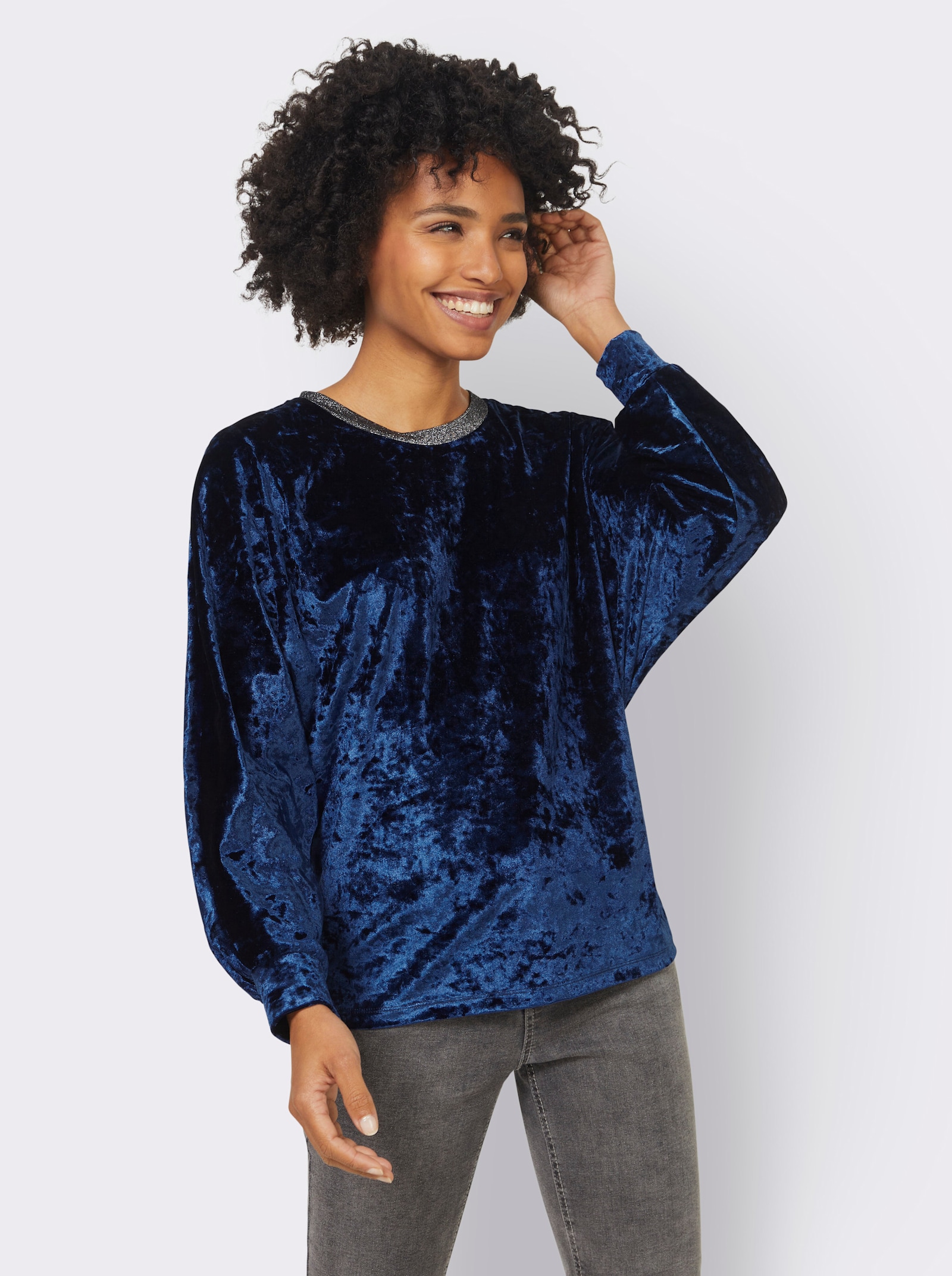 heine Fledermausshirt in Samt-Qualität - marine