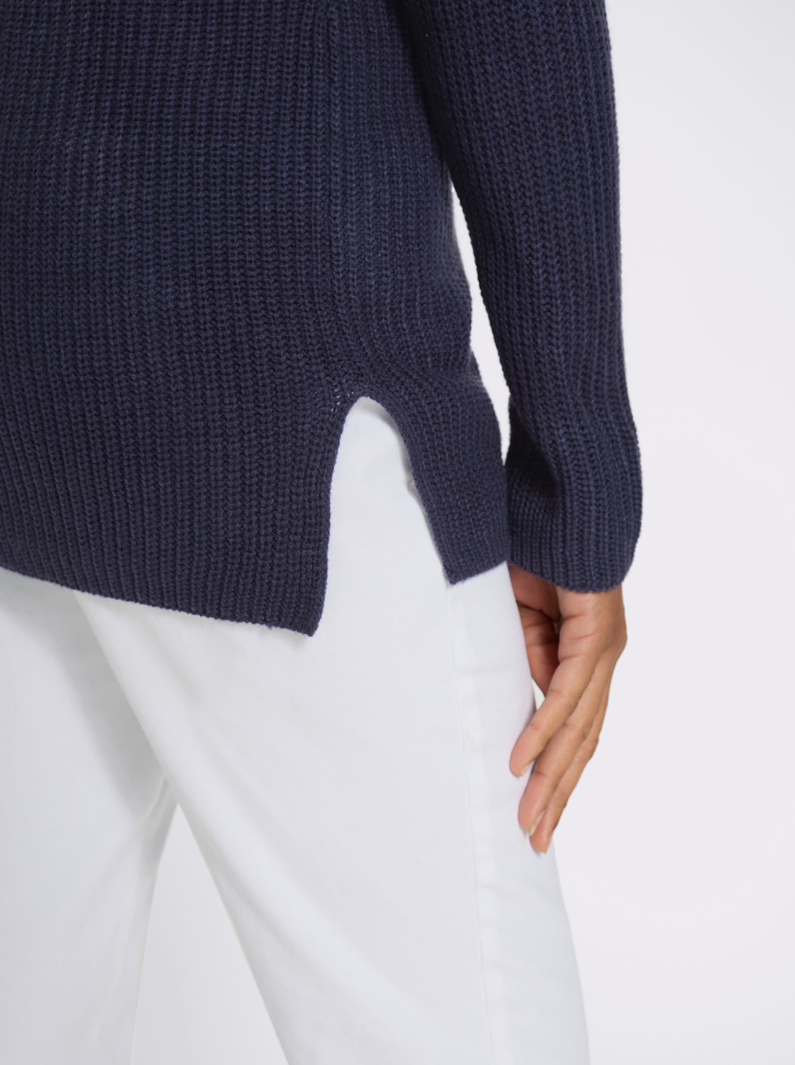 Longpullover in Ripp-Optik - marine