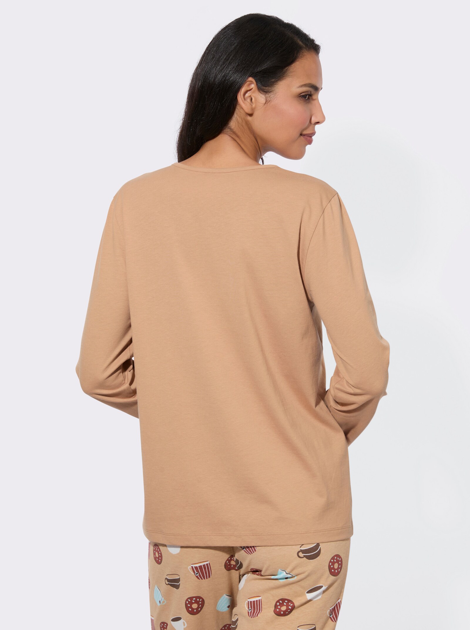 Schlafanzugshirt in Single-Jersey-Qualität - camel