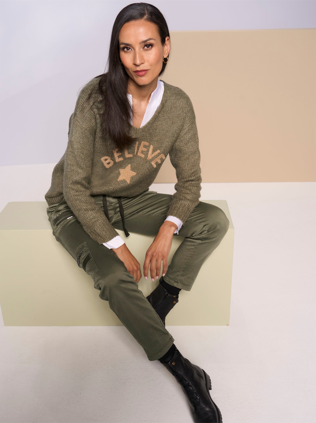 heine Pantalon cargo - kaki