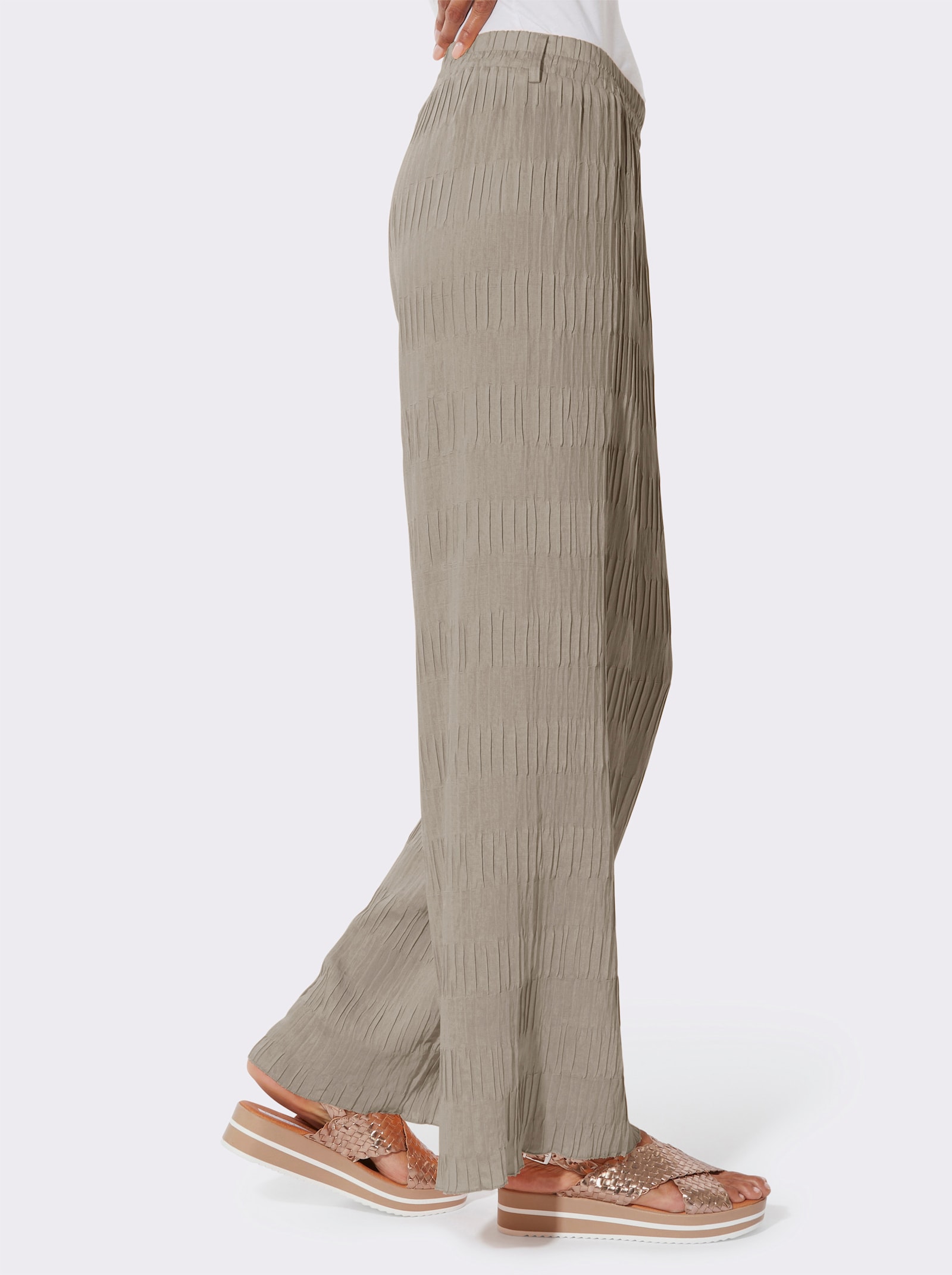 Schlupfhose mit weiten Beinen - sesam