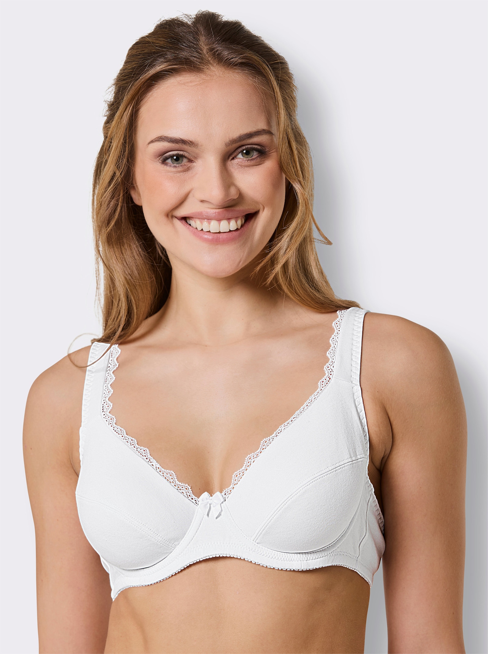 wäschepur Entlastungs-BH mit Bügel und Bogenspitze - weiß