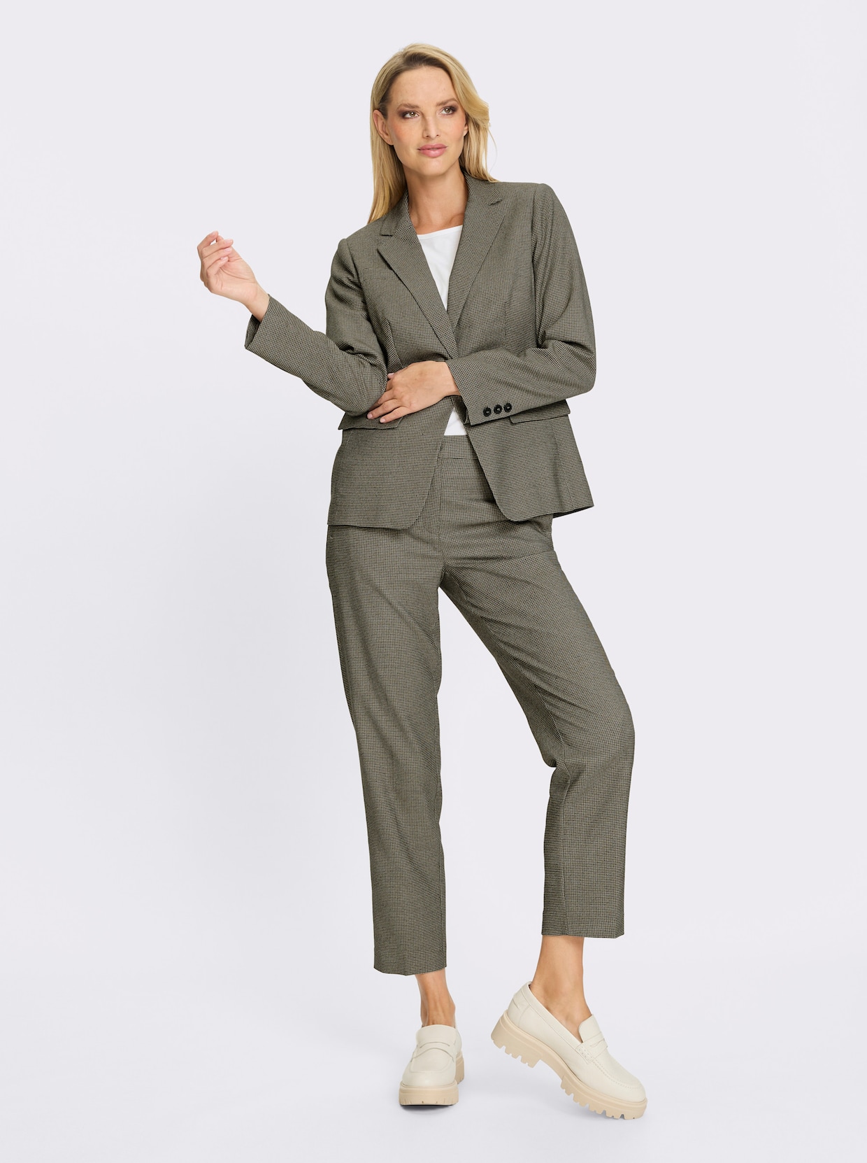 heine Hosenanzug - schwarz-khaki-gemustert