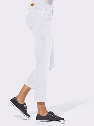 7/8-Jeans mit breitem 3-Knopf-Bund - weiß