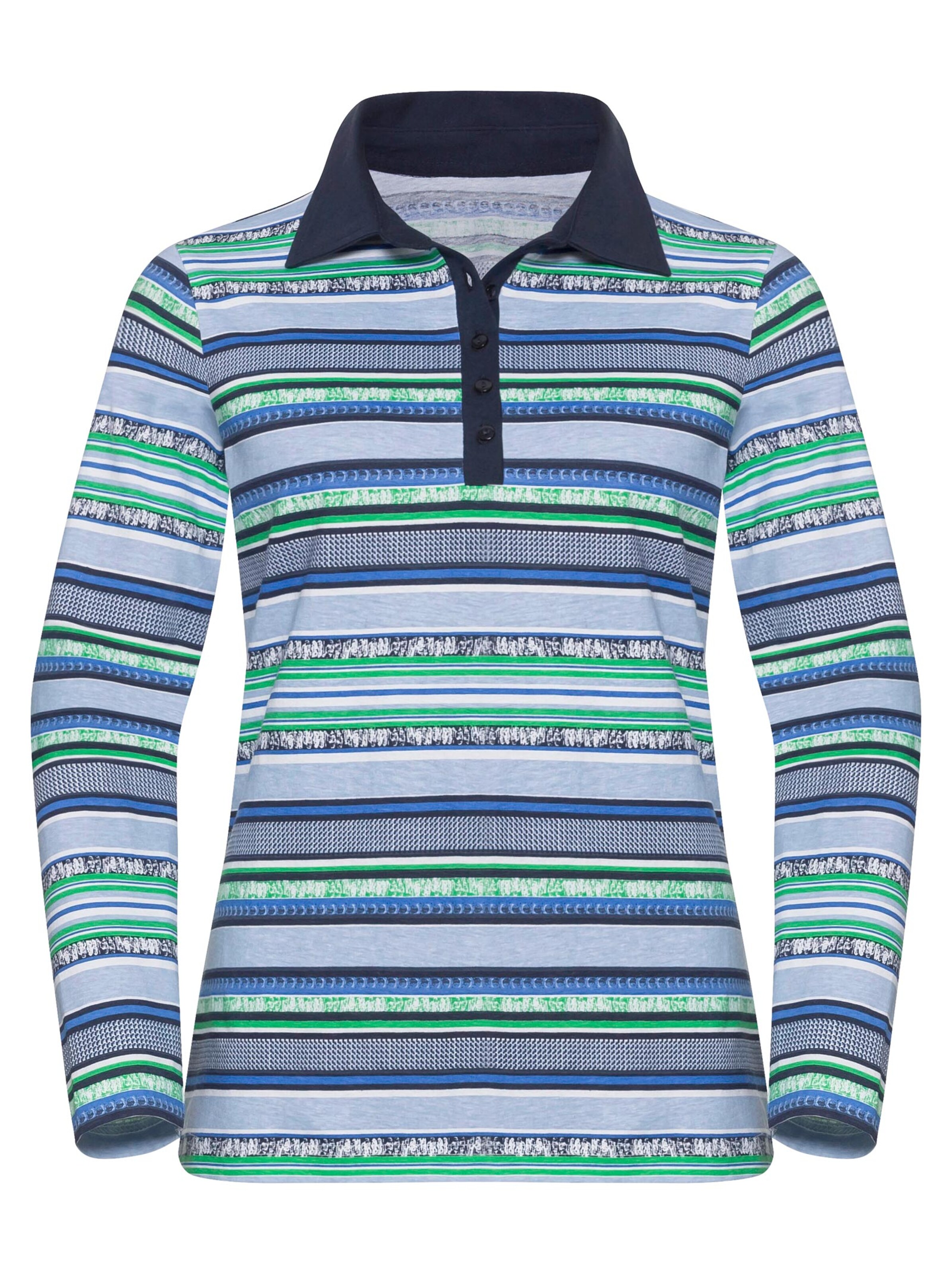 Poloshirt - blau-grün-geringelt