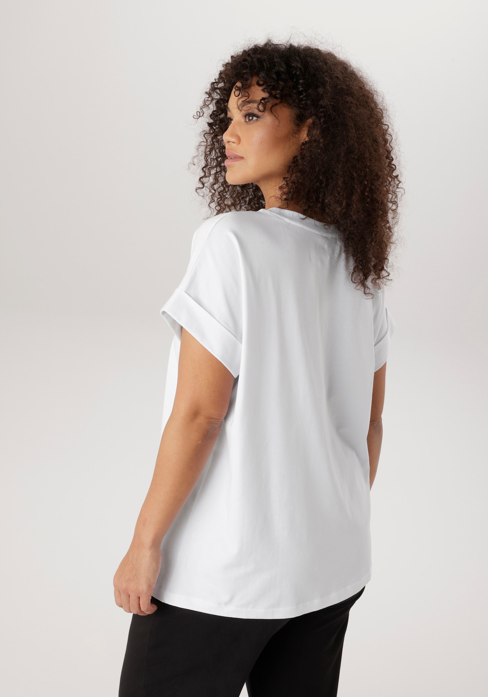 Aniston PLUS T-Shirt - weiß-schwarz