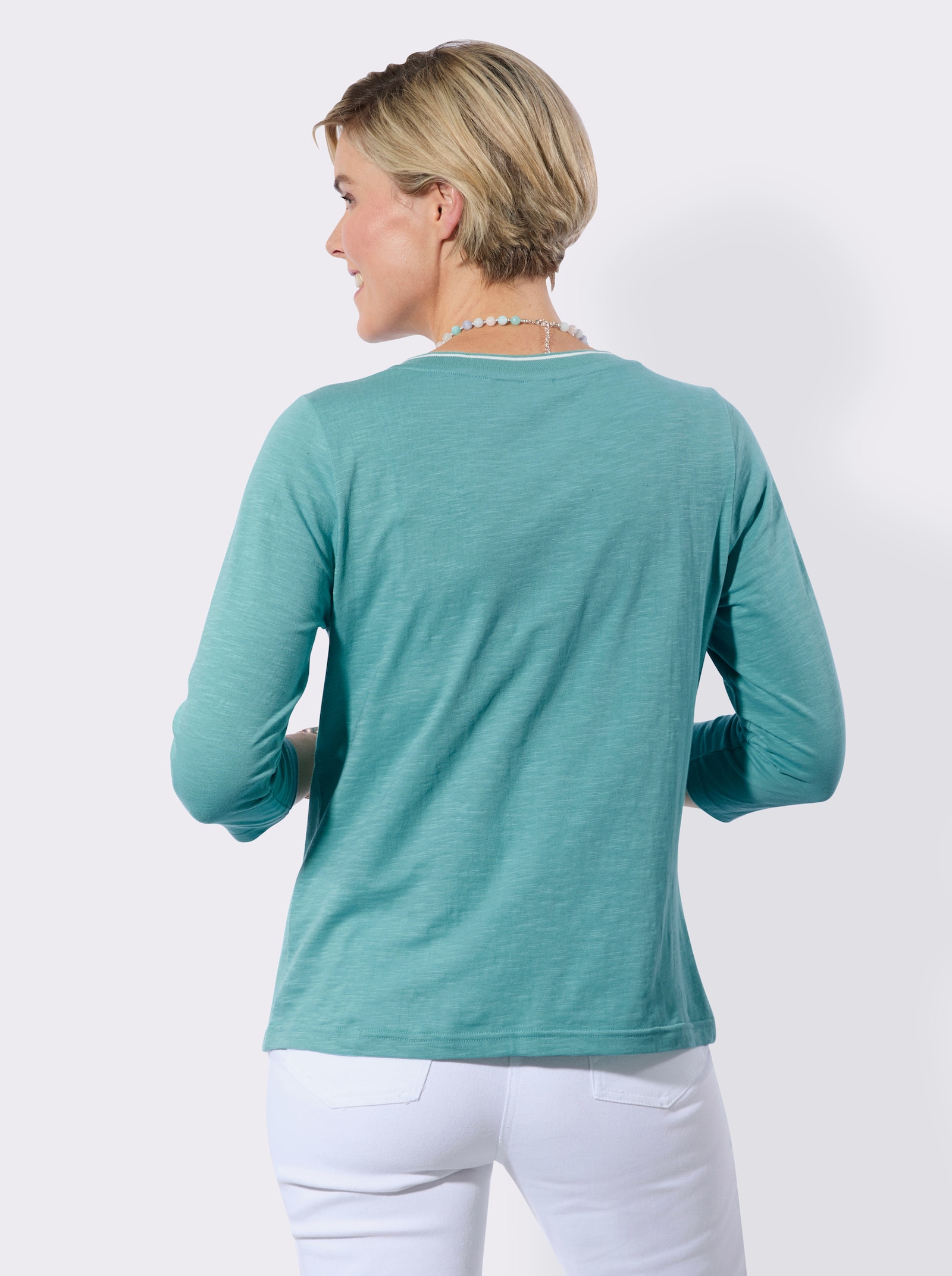 3/4-Arm-Shirt mit imitierter Knopfleiste - ozean