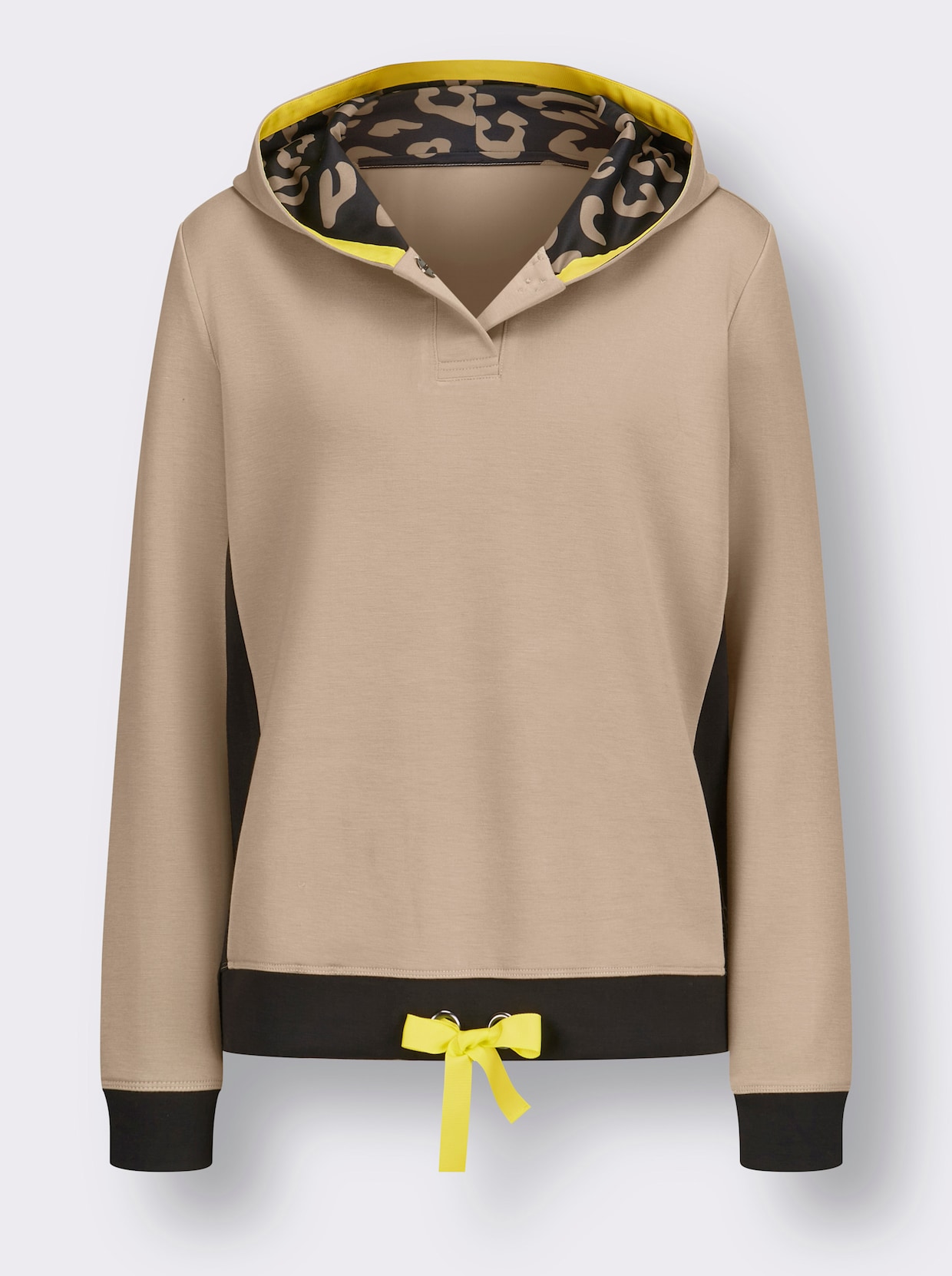 Modal-Mix-Sweatshirt - beige-schwarz-bedruckt