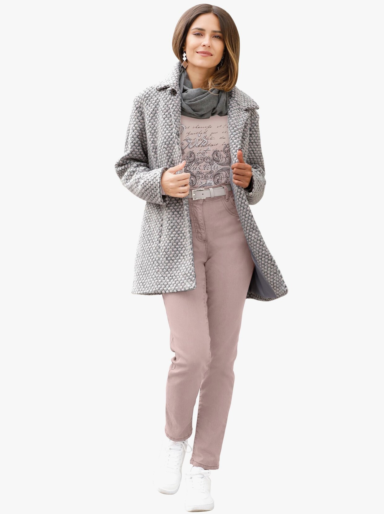 Krátky kabát - Sivo-ružové