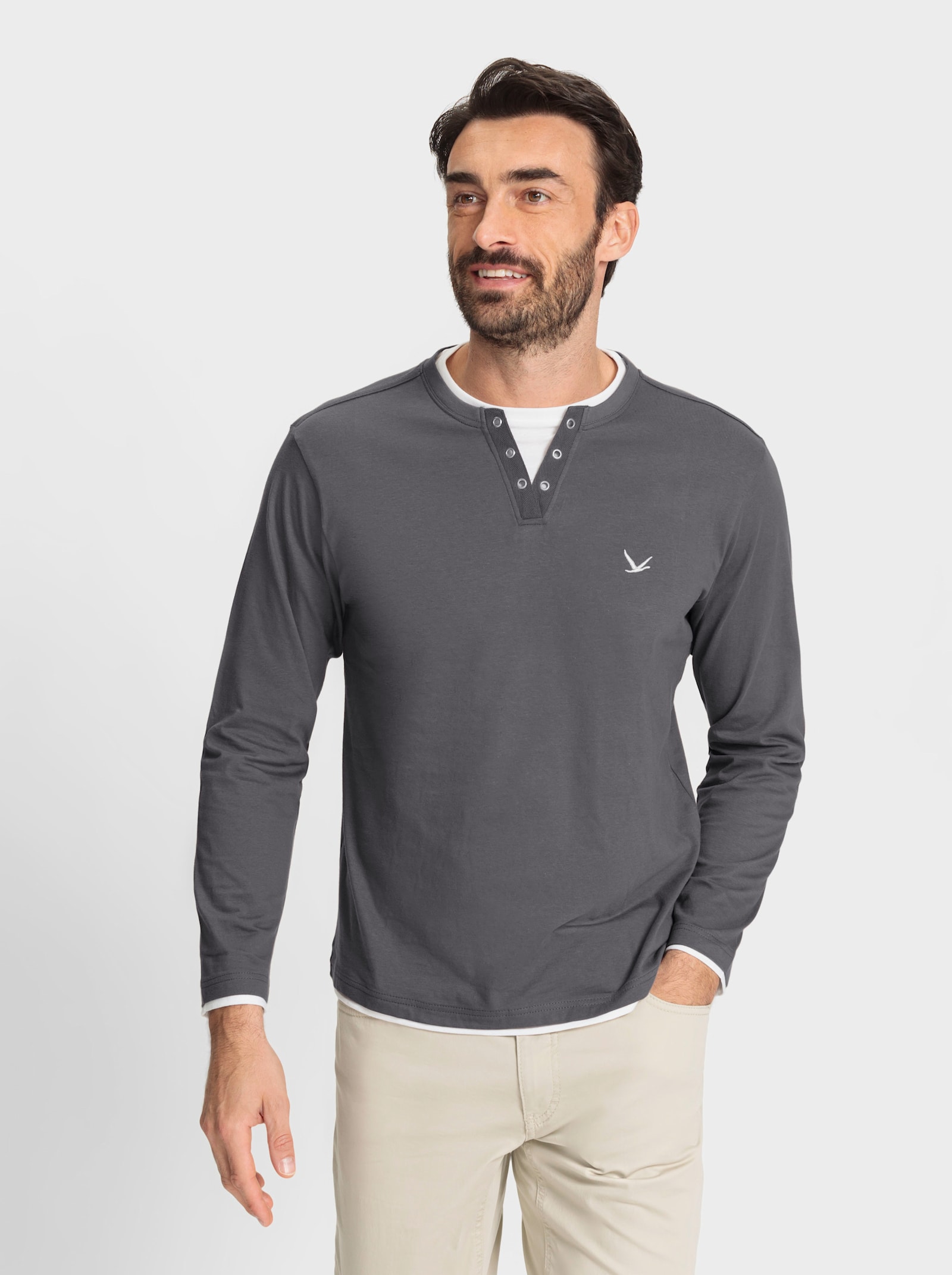 Catamaran Langarmshirt im Doppelpack - marine + anthrazit