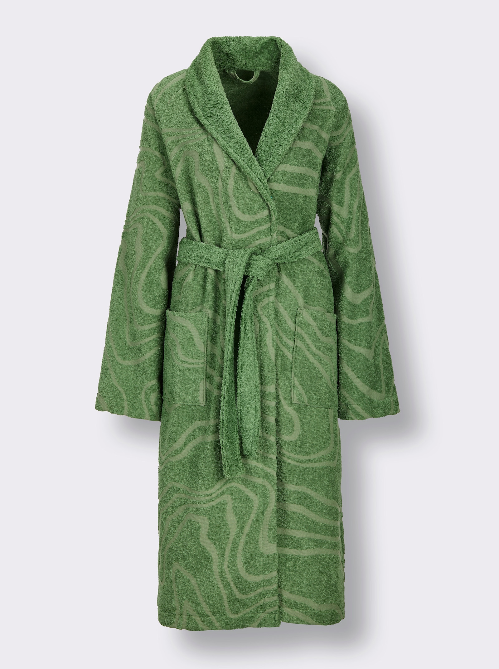 Plantier Bademantel mit Jacquardmuster - apfel