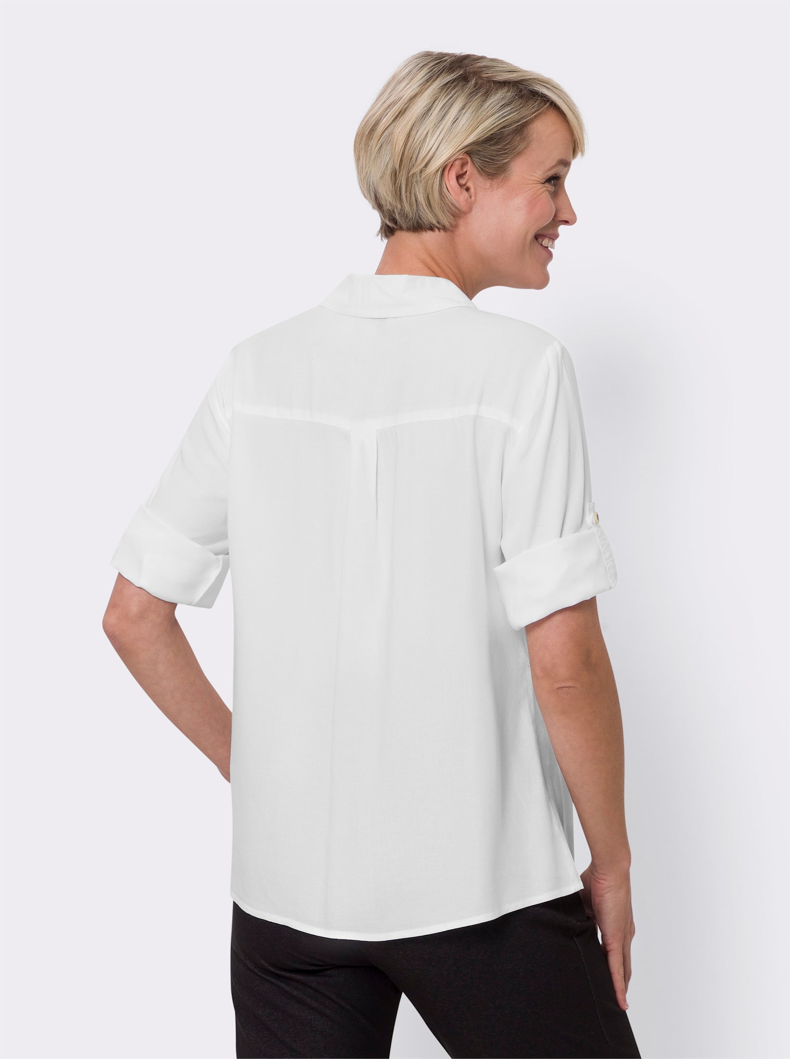 Overhemdblouse met knopen in hoornlook - wit
