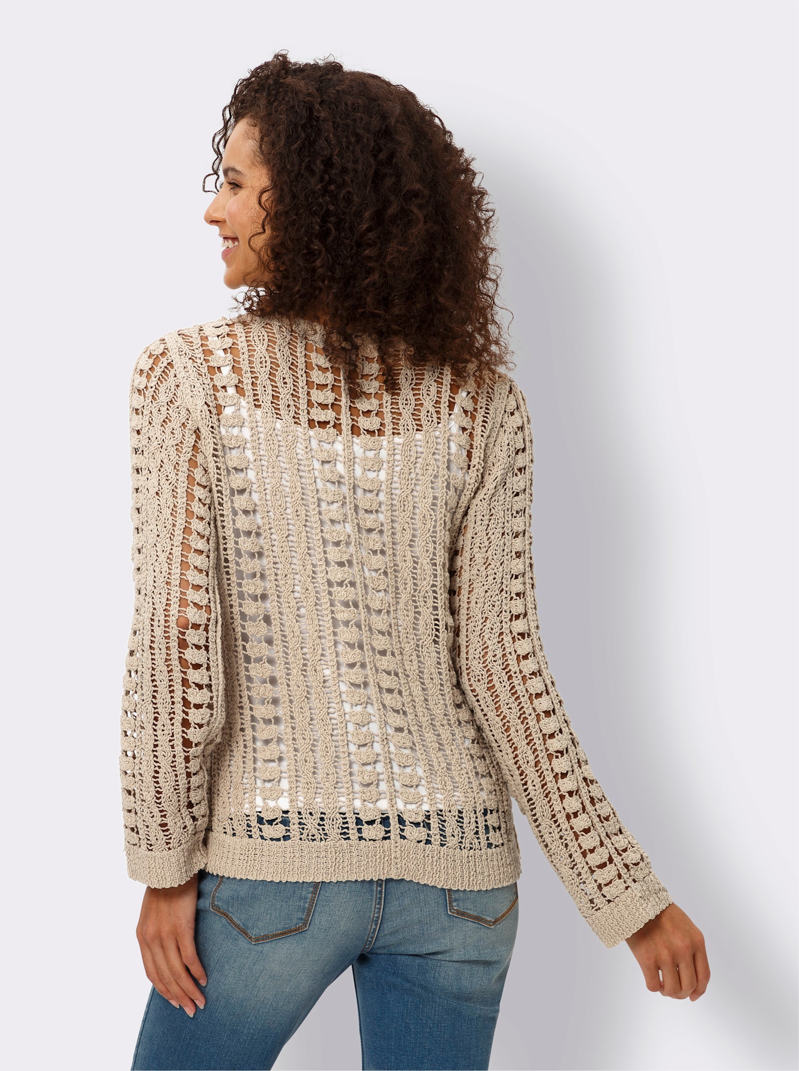 heine Ajourpullover aus reiner Baumwolle - beige