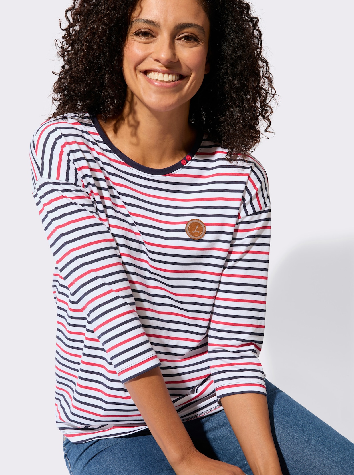 Ringelshirt - weiß-marine-geringelt