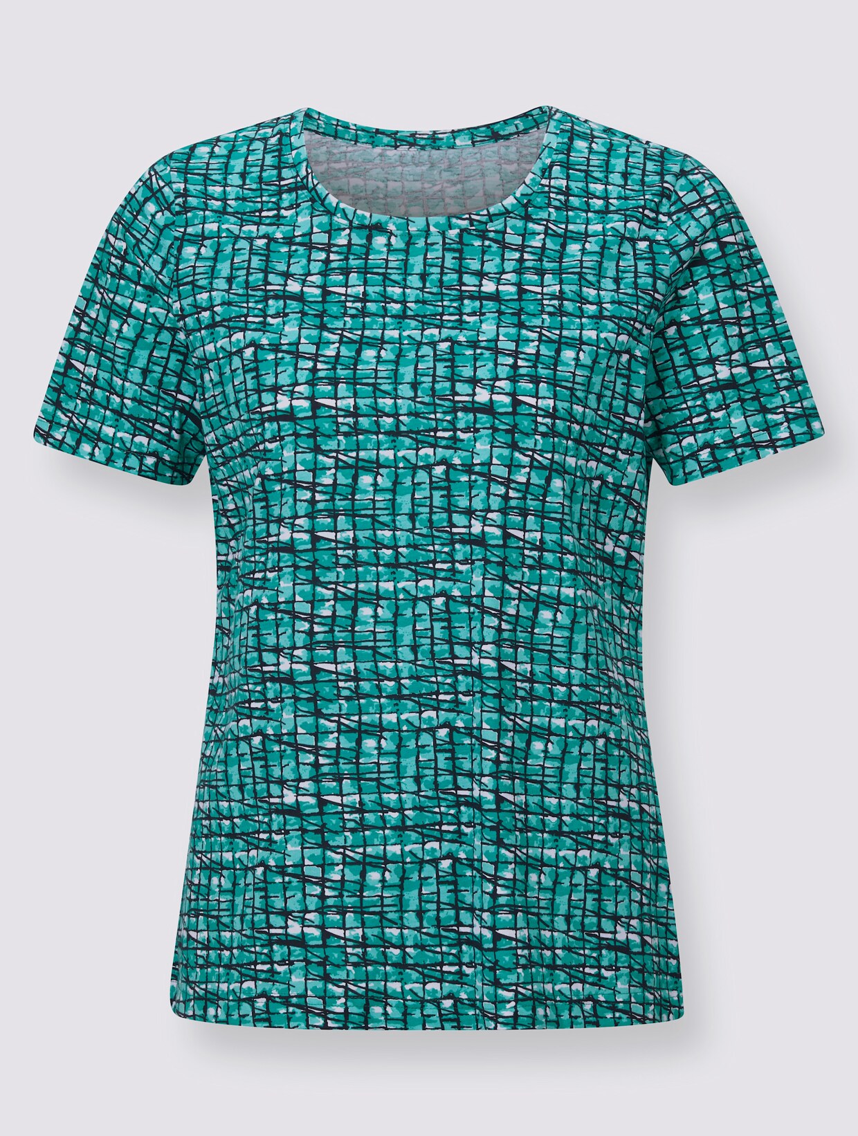 Shirt met korte mouwen - smaragdgroen gedessineerd