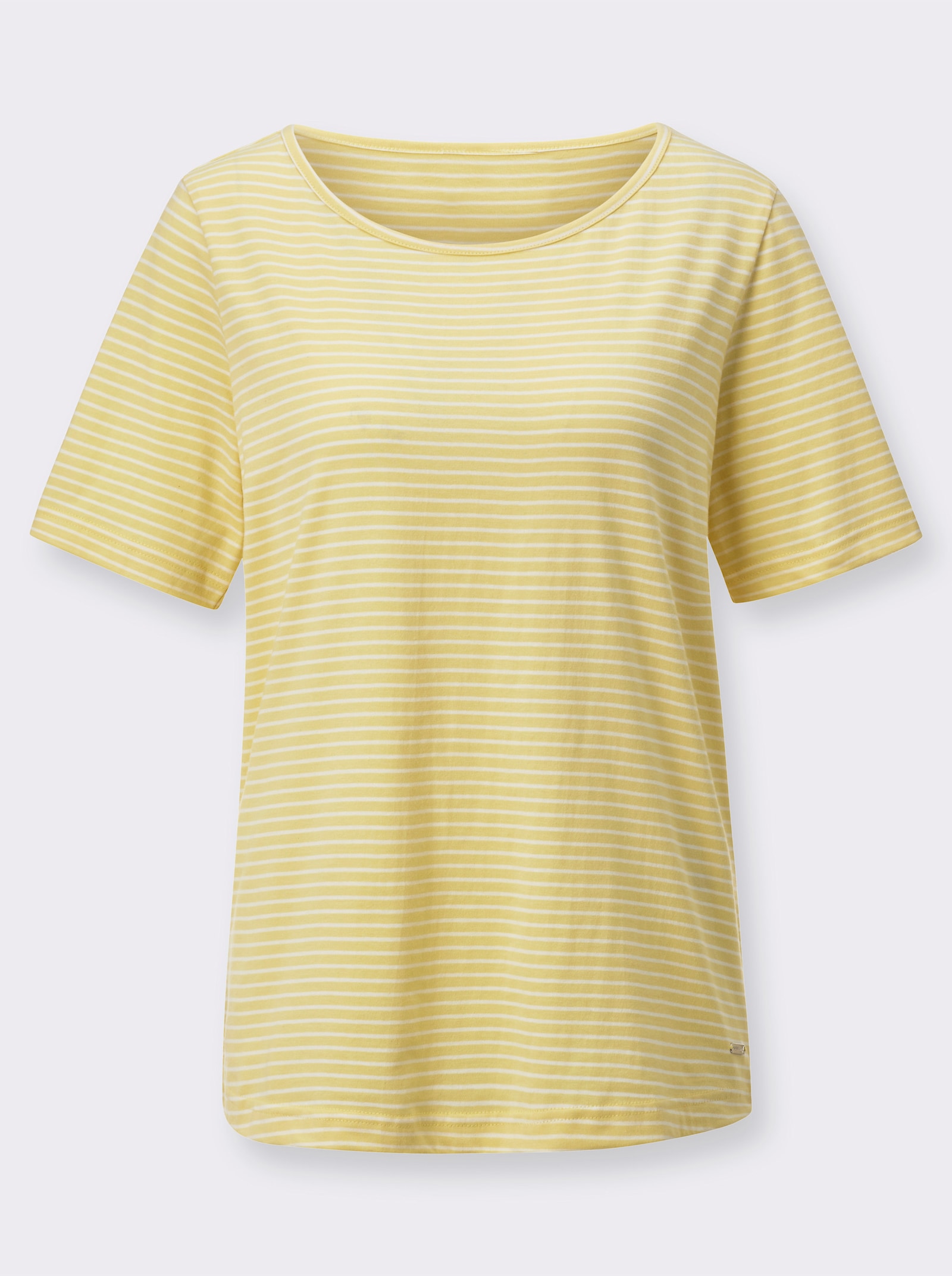Ringelshirt mit kurzen Ärmeln - zitrone-ecru-geringelt