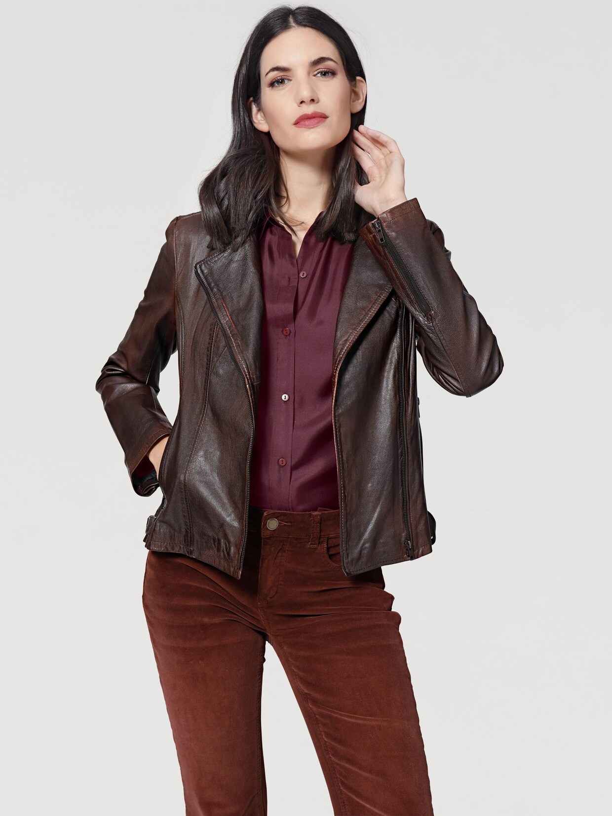 Linea Tesini Leren jas - aubergine