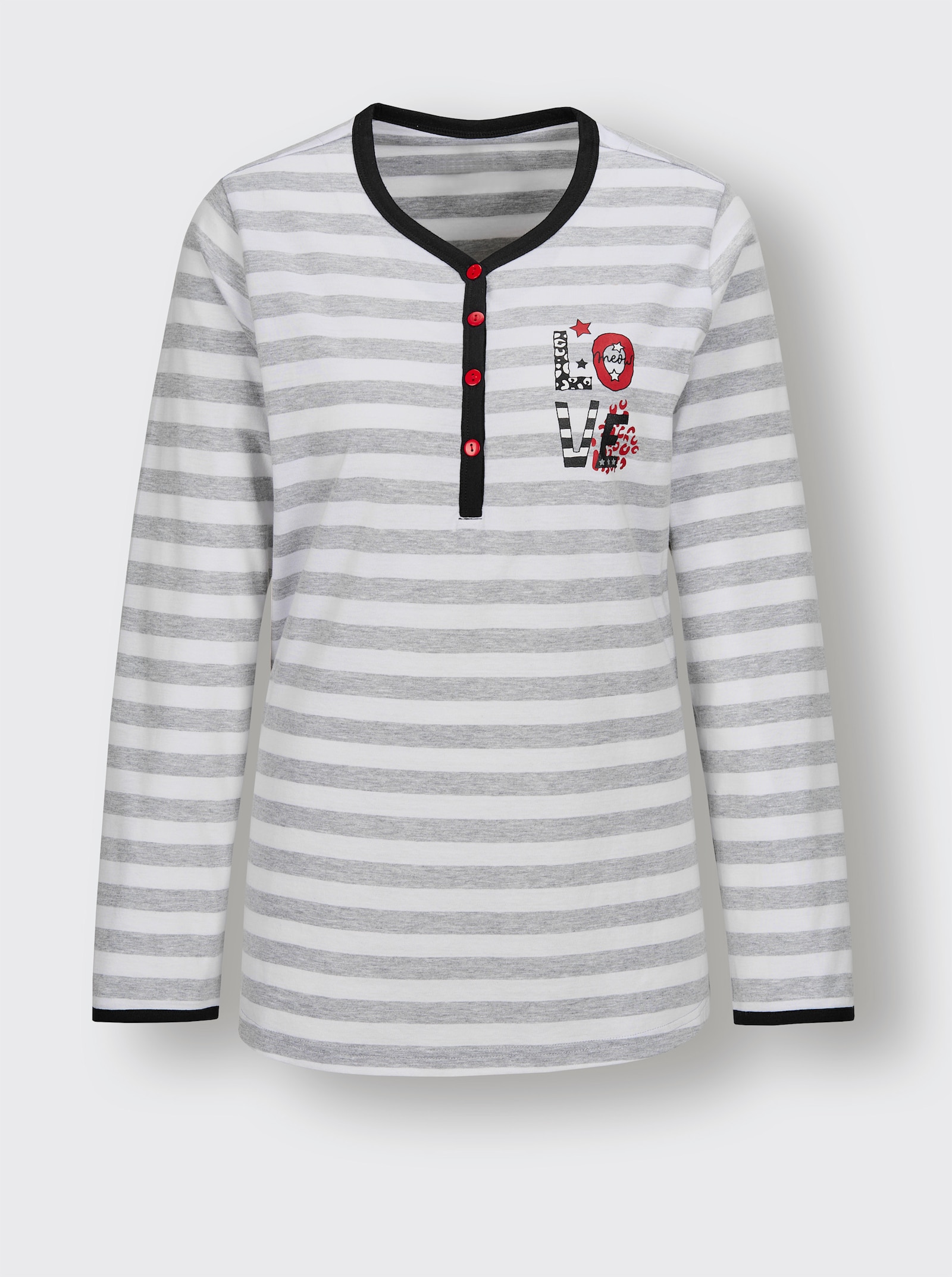 Pyjama - grijs gemêleerd/wit gestreept