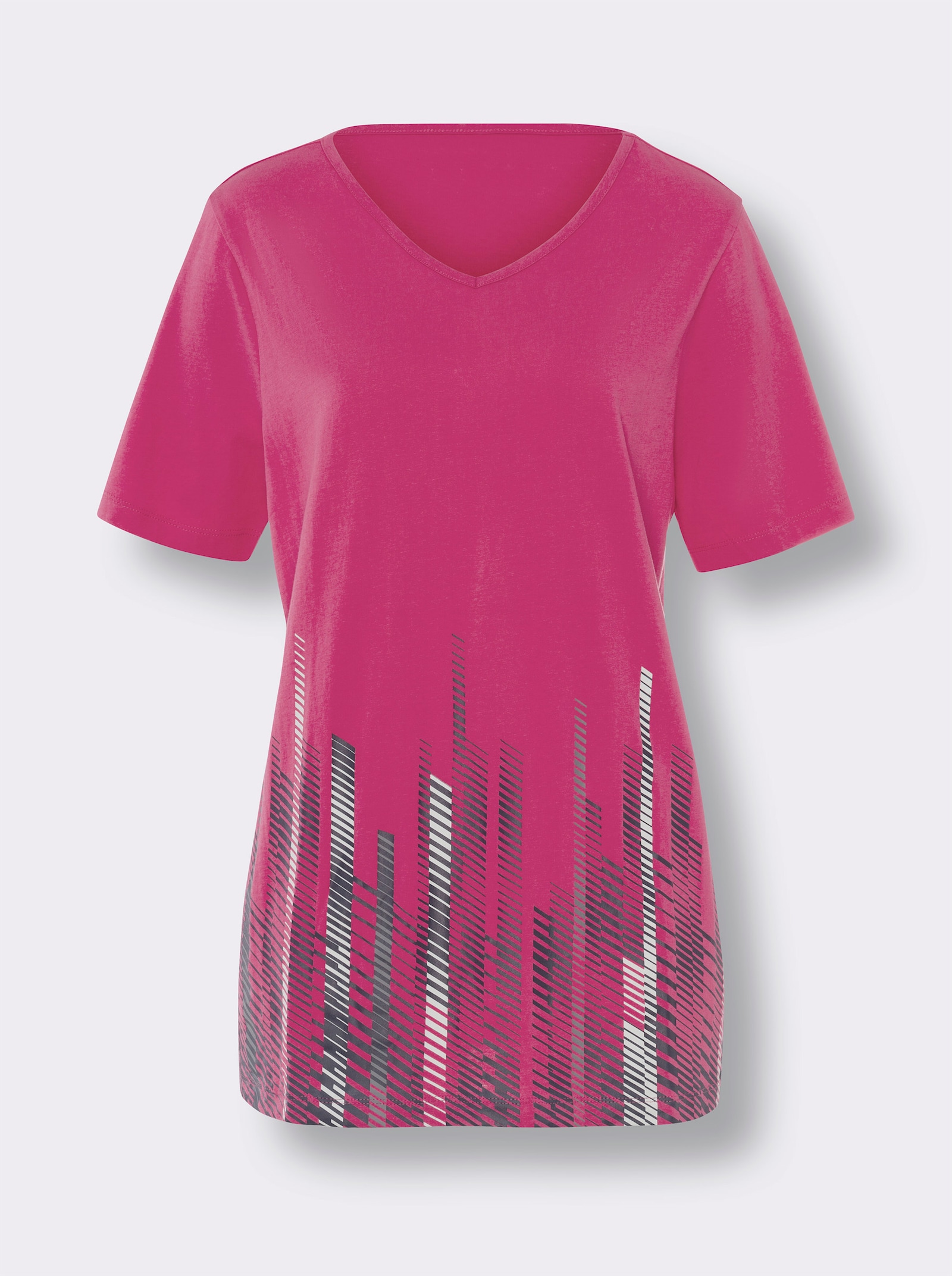 Longshirt mit V-Ausschnitt - fuchsia