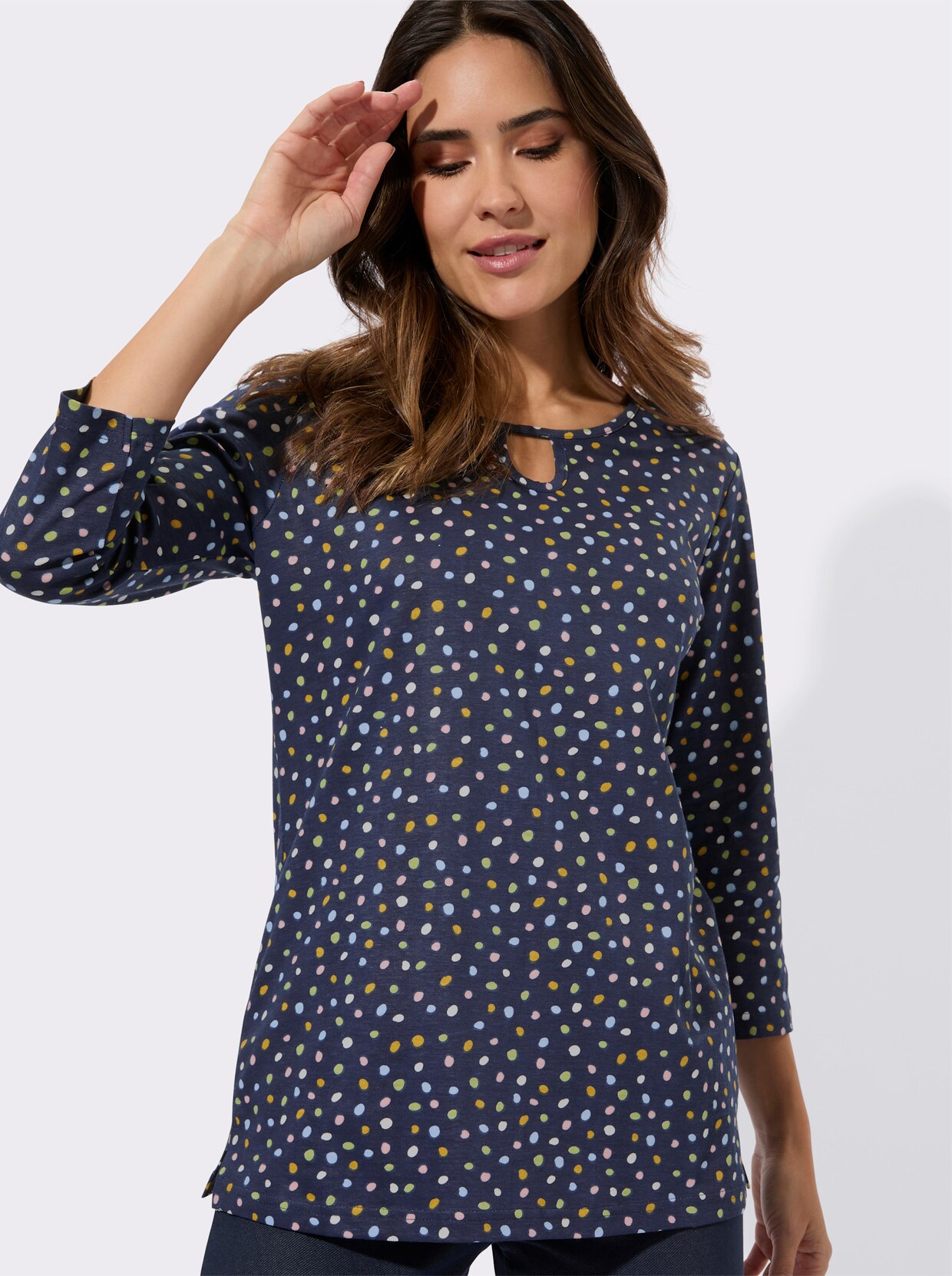 3/4-Arm-Shirt mit Grafik-Druck - marine-bedruckt