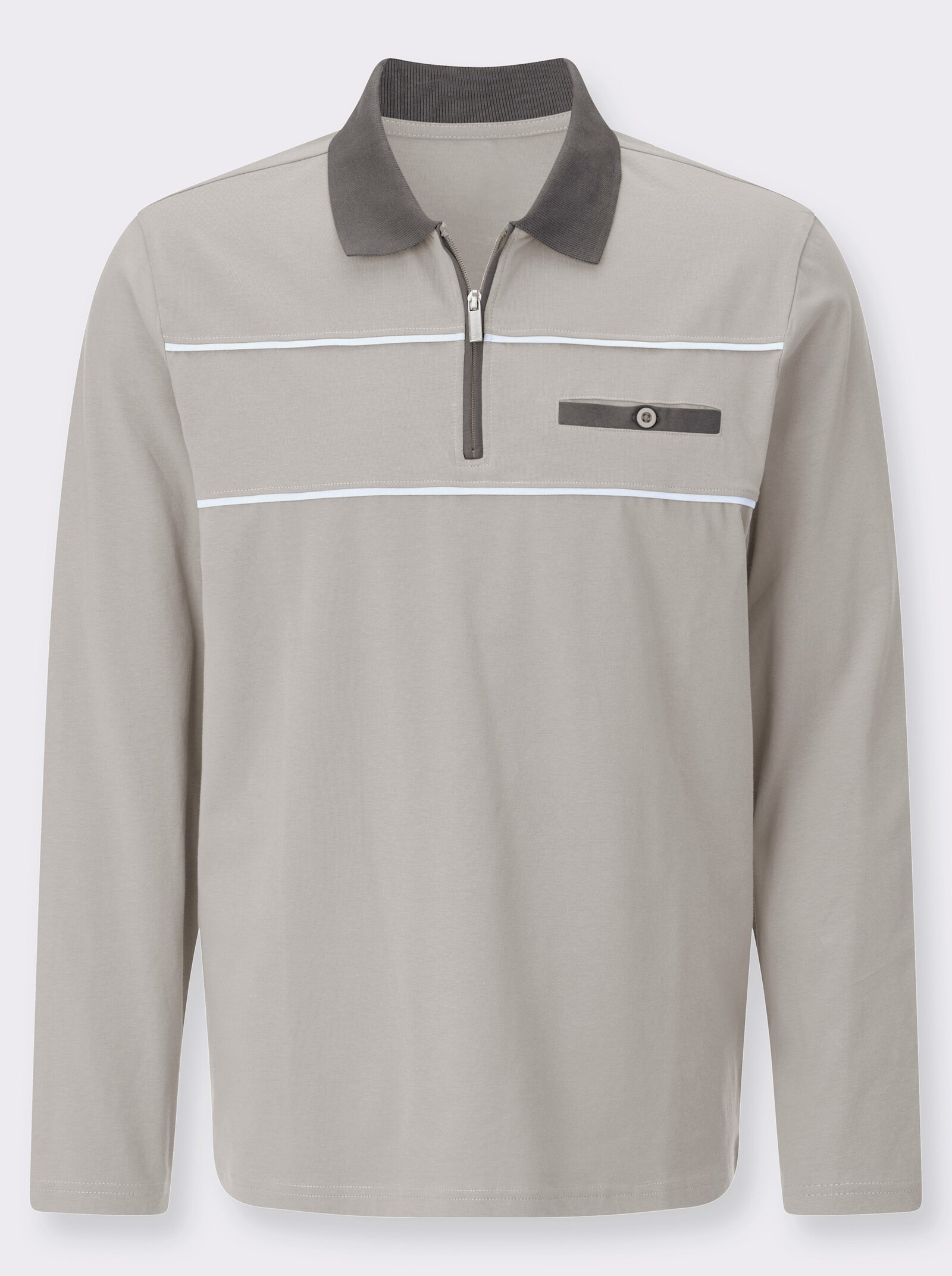 Poloshirt mit langen Ärmeln - hellgrau