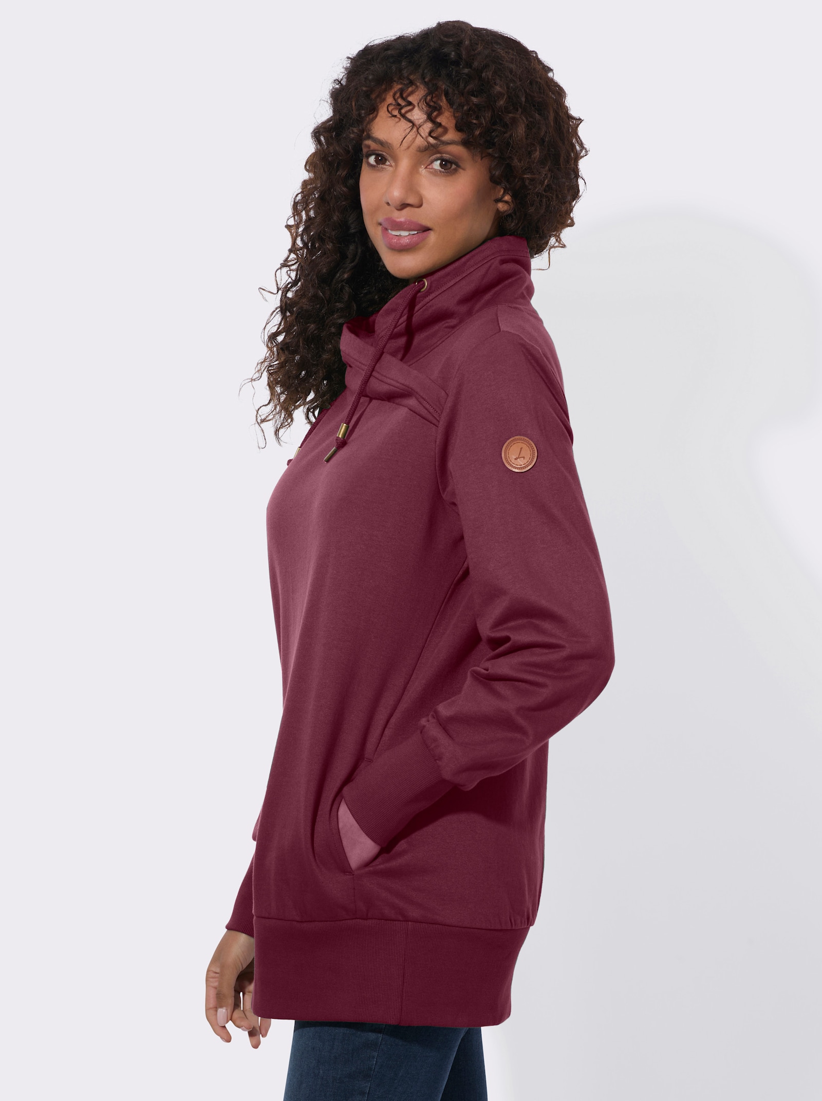 Sweatshirt mit asymmetrischem Kragen - bordeaux