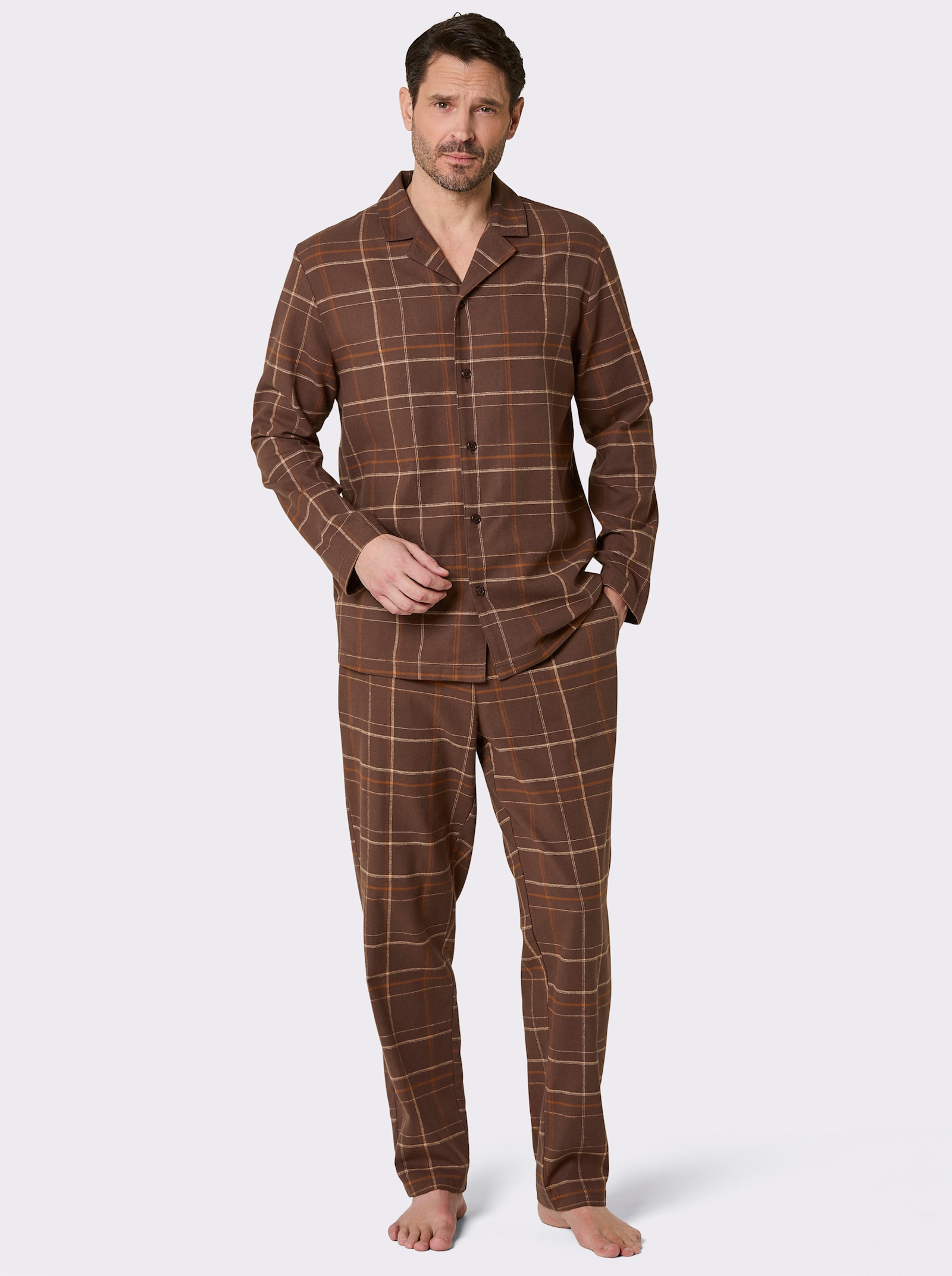 wäschepur men Pyjama - schoko-cognac-kariert