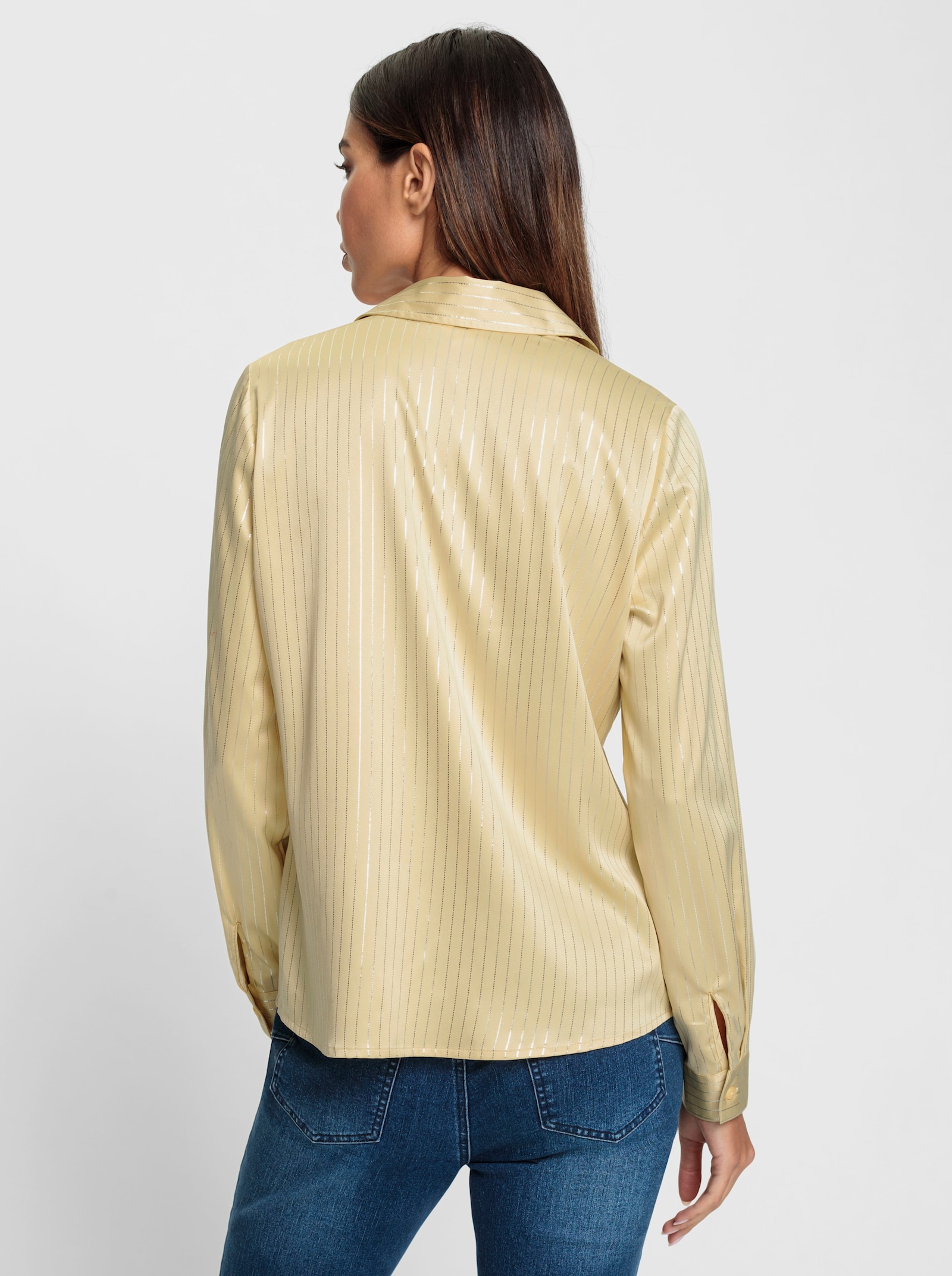 heine Satijnen blouse met krijtstrepen - vanille/zilverkleurig bedrukt