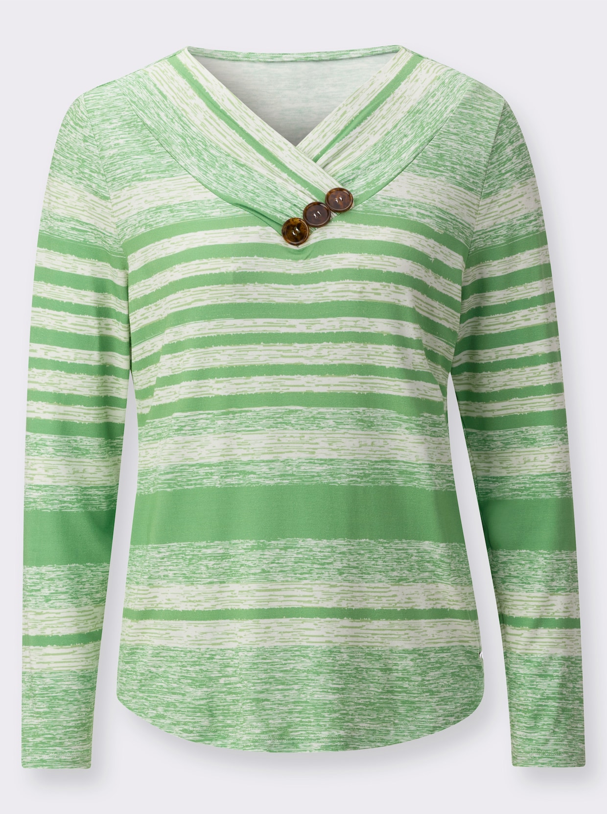 V-Shirt - apfel-ecru-bedruckt