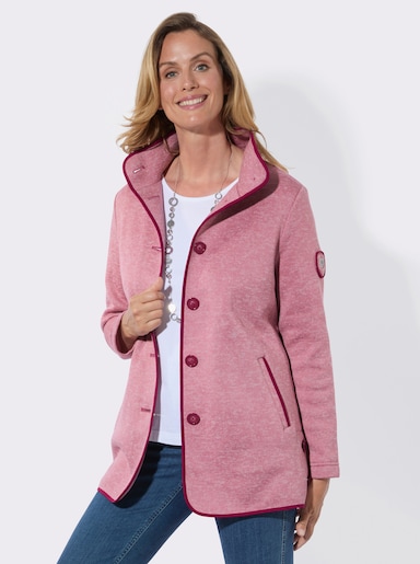 Fleecejacke mit hohen Seitenschlitzen - altrosa-meliert