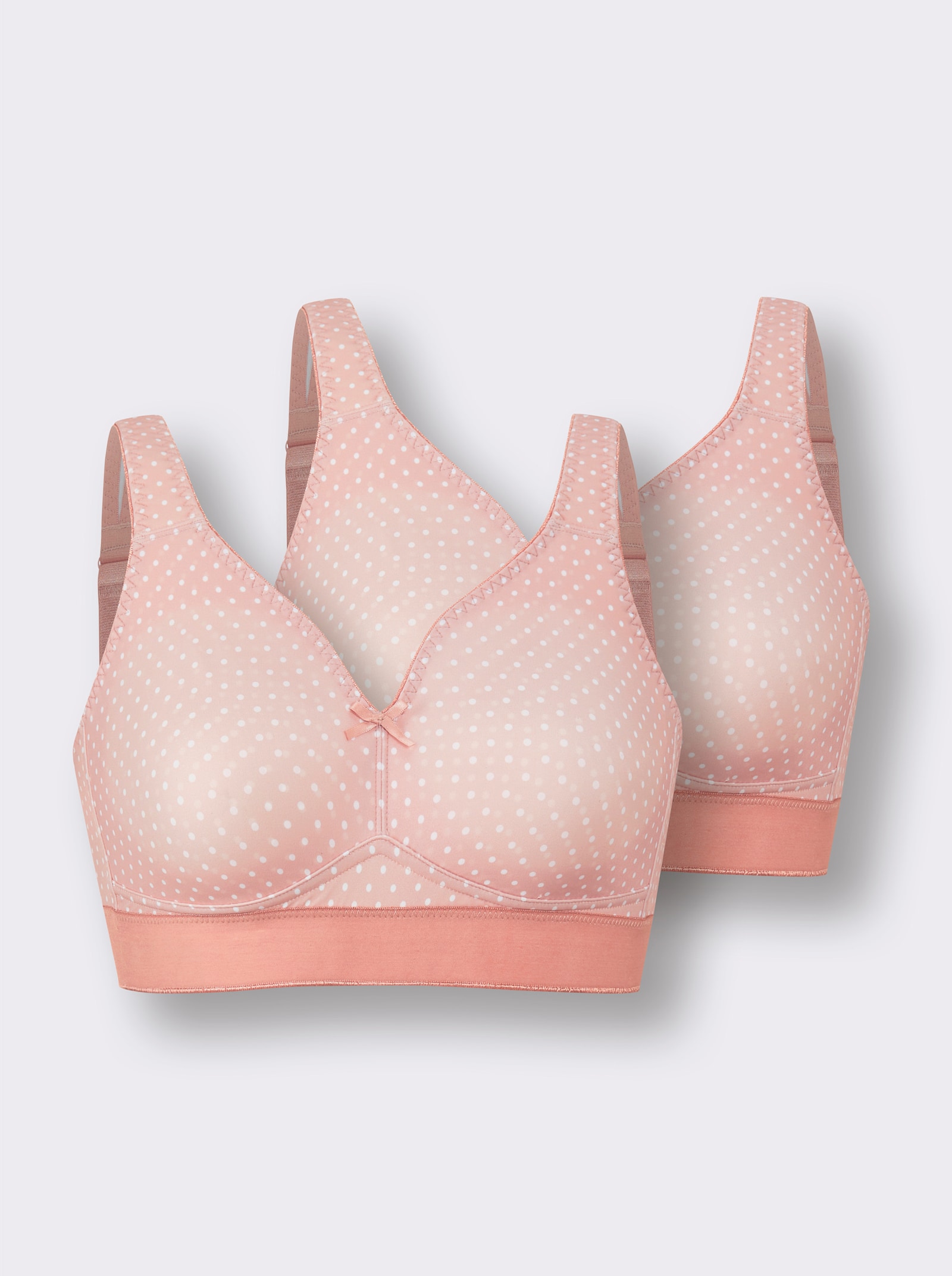 wäschepur Komfort-BH ohne Bügel im Doppelpack - puder-bedruckt