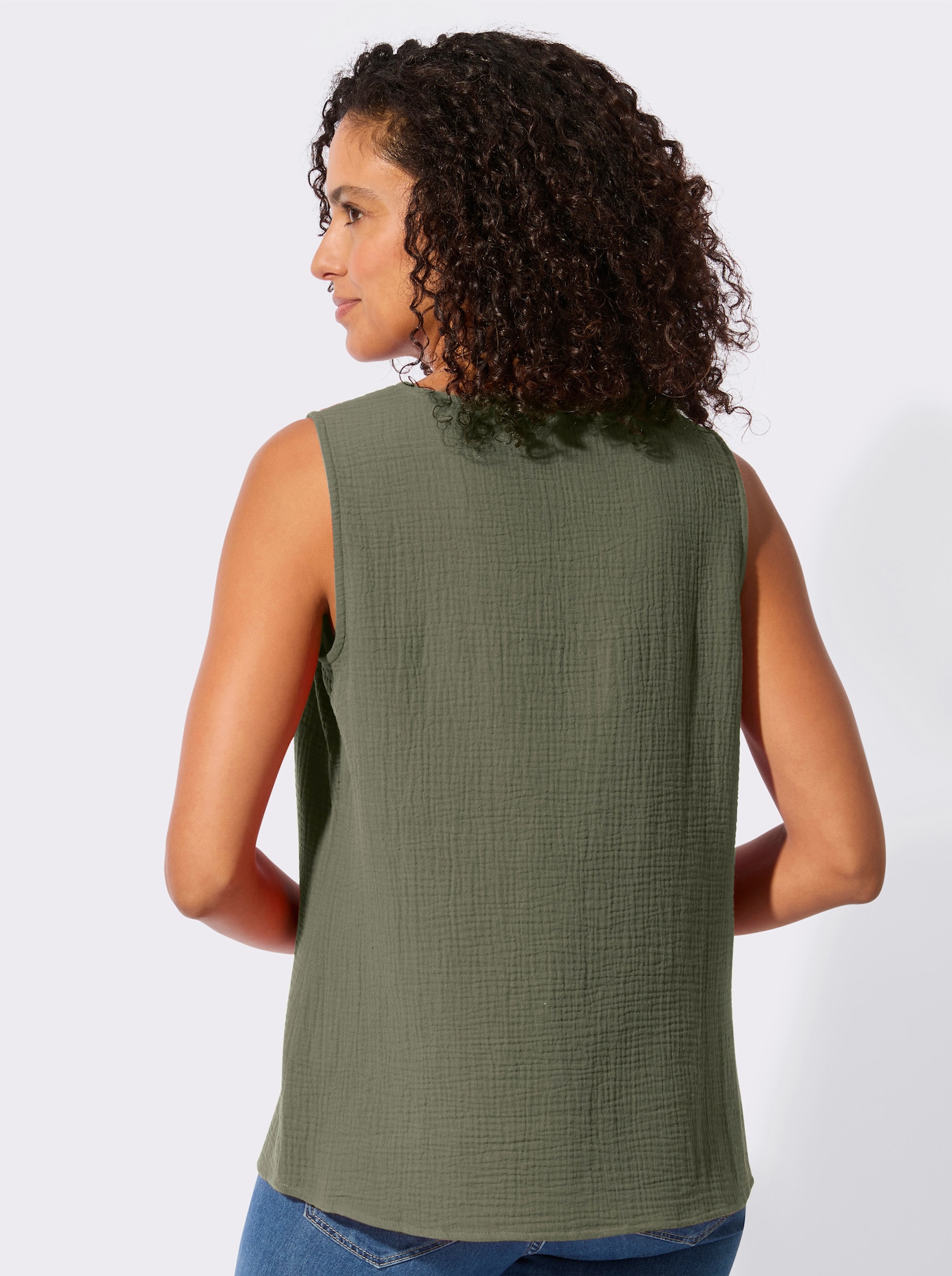 Blousetop van luchtig katoen - kaki