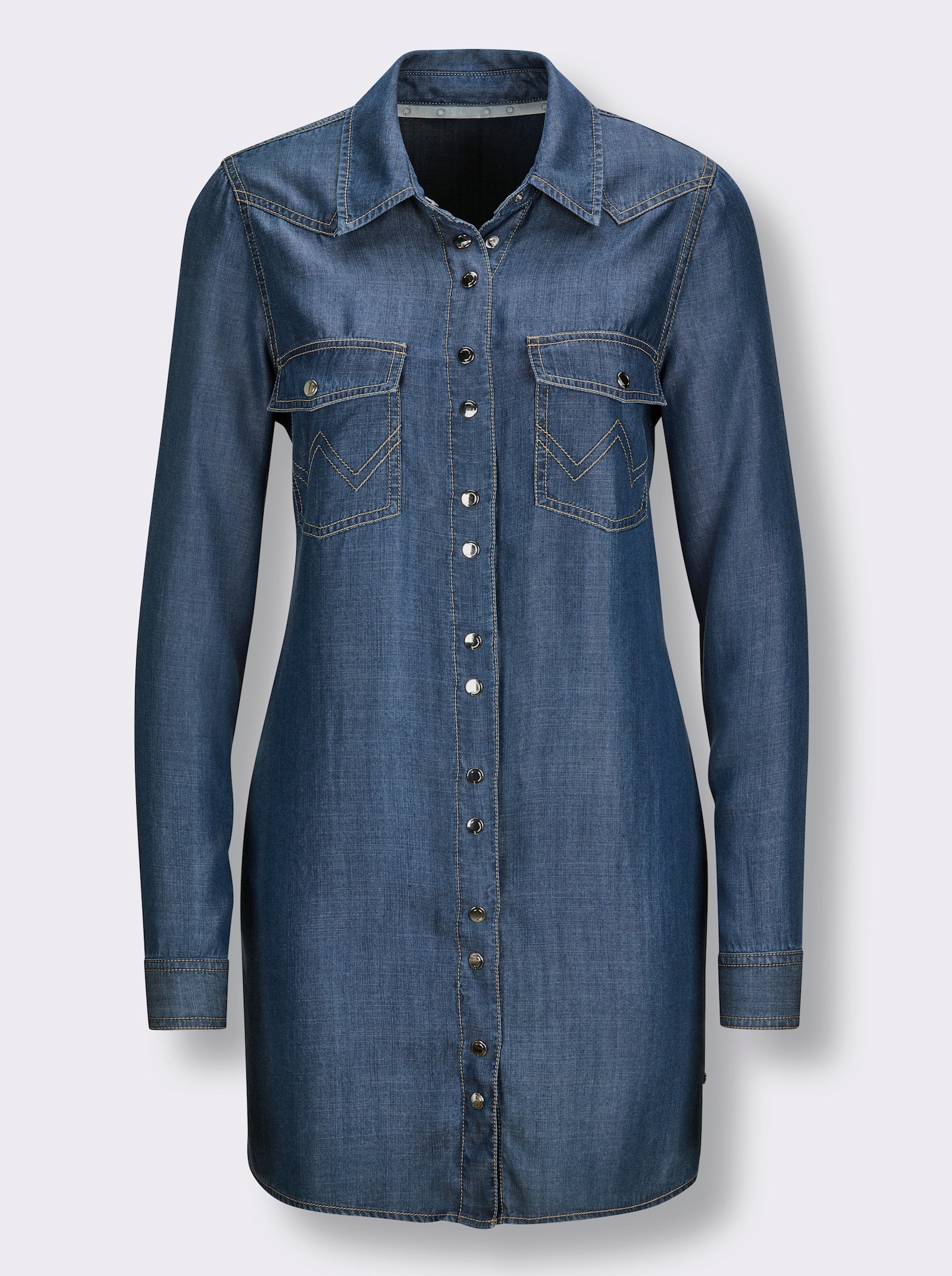CREATION L PREMIUM Longbluse mit Druckknöpfen - blue-bleached