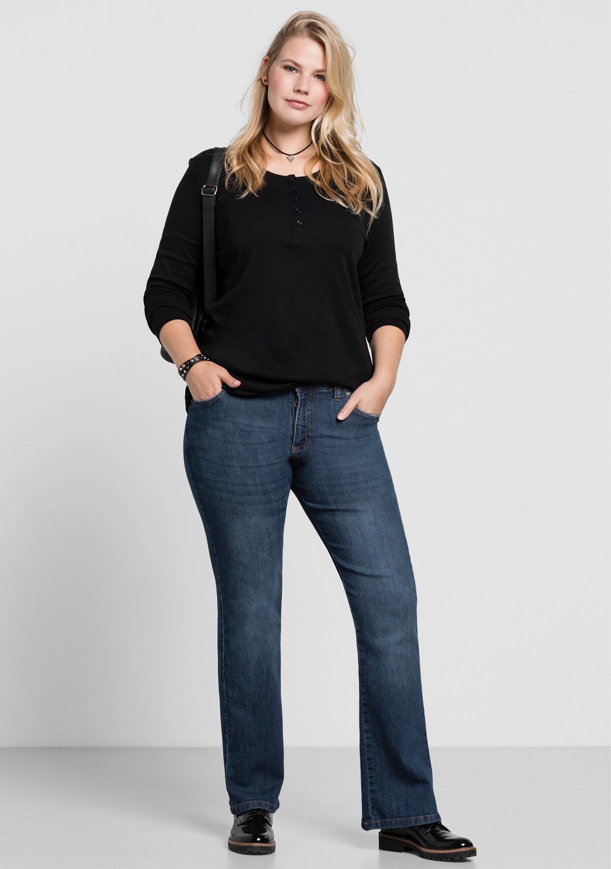sheego Bootcut-Jeans - dark blue denim