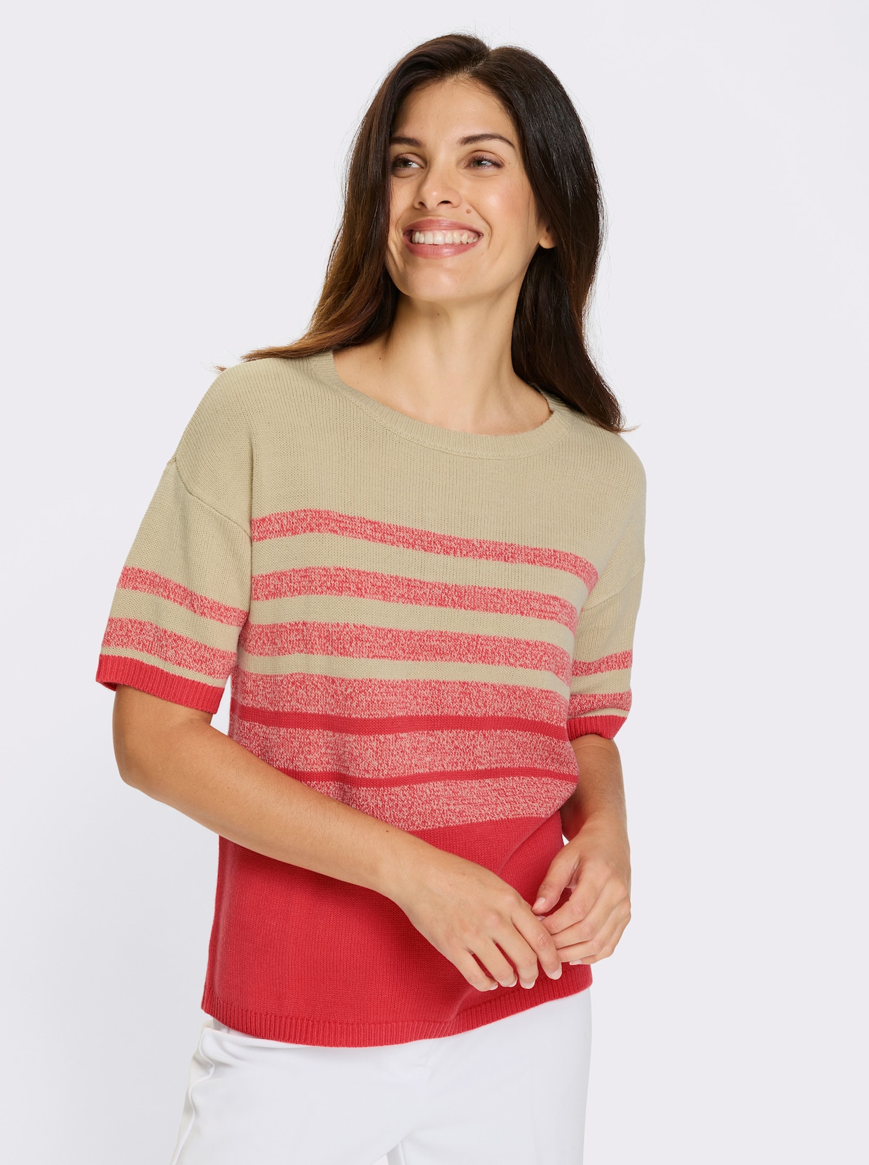 Kurzarmpullover - sand-hummer-gemustert